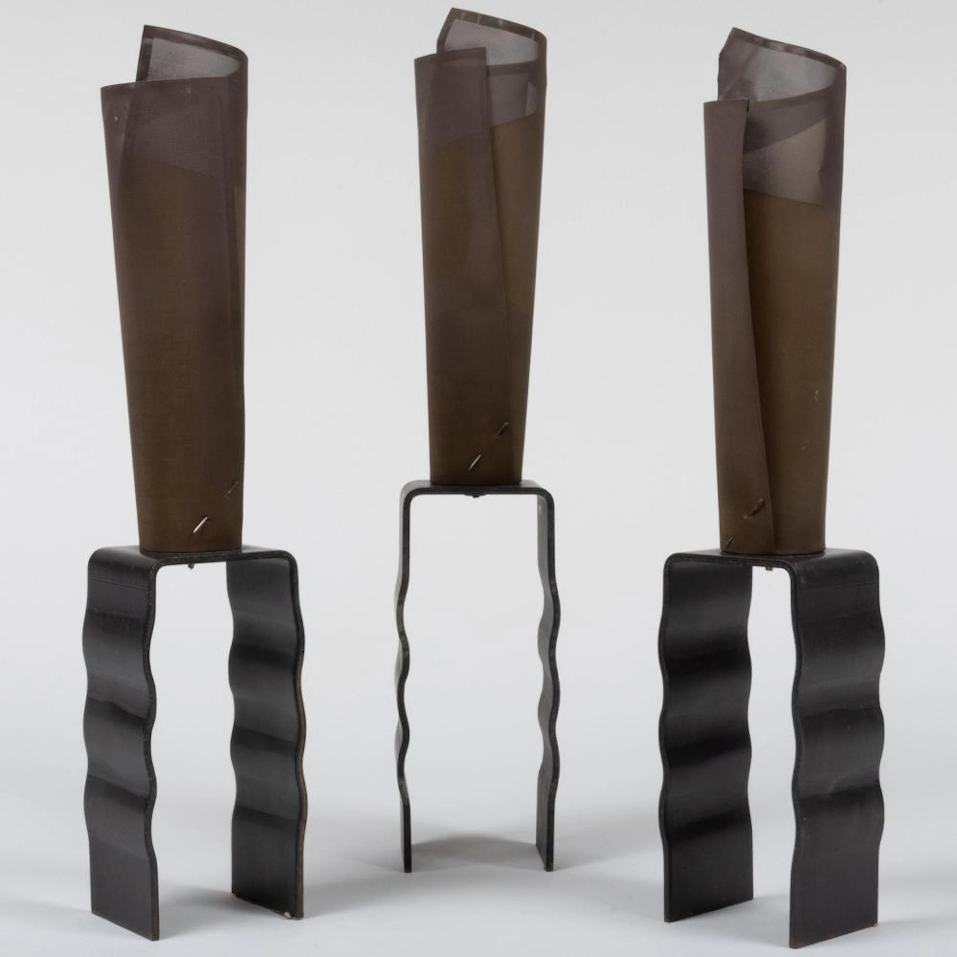 Set of Three Izabel Lam Coated Metal and Mesh 'Mitre' Table Lamps