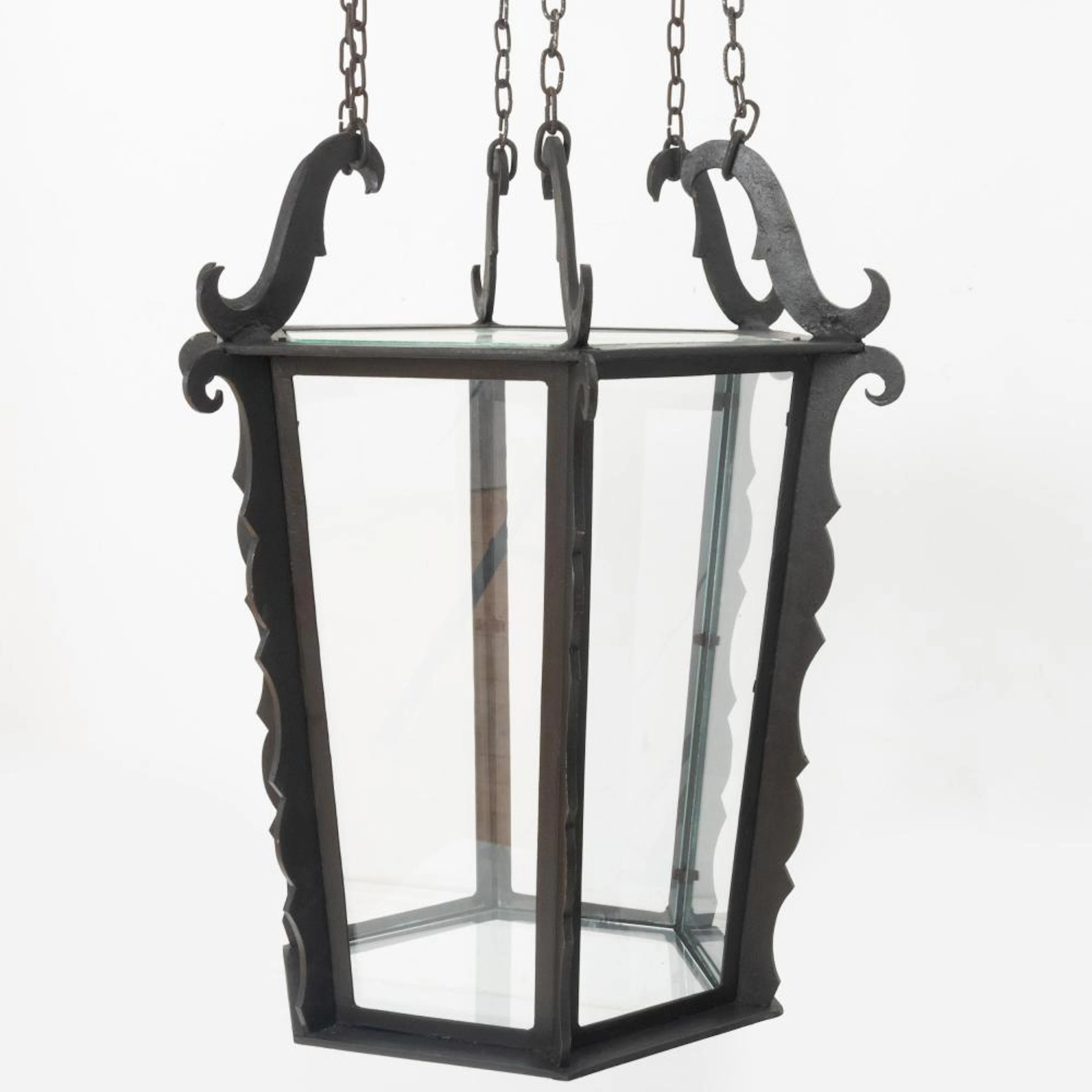 German Expressionist Metal and Glass Lanter