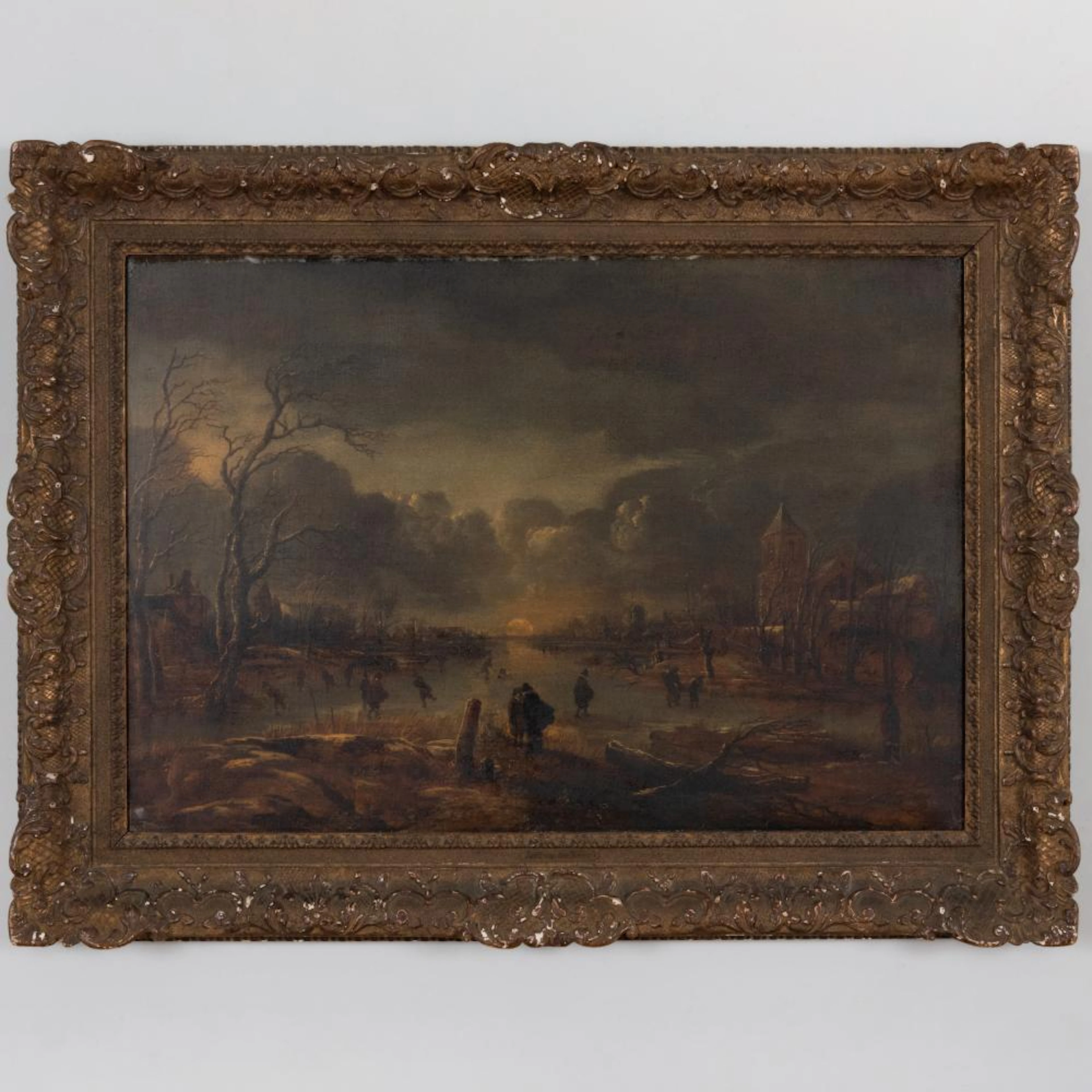 Follower of Aert van der Neer: (1603-1677): Winter Landscape with Ice Skaters