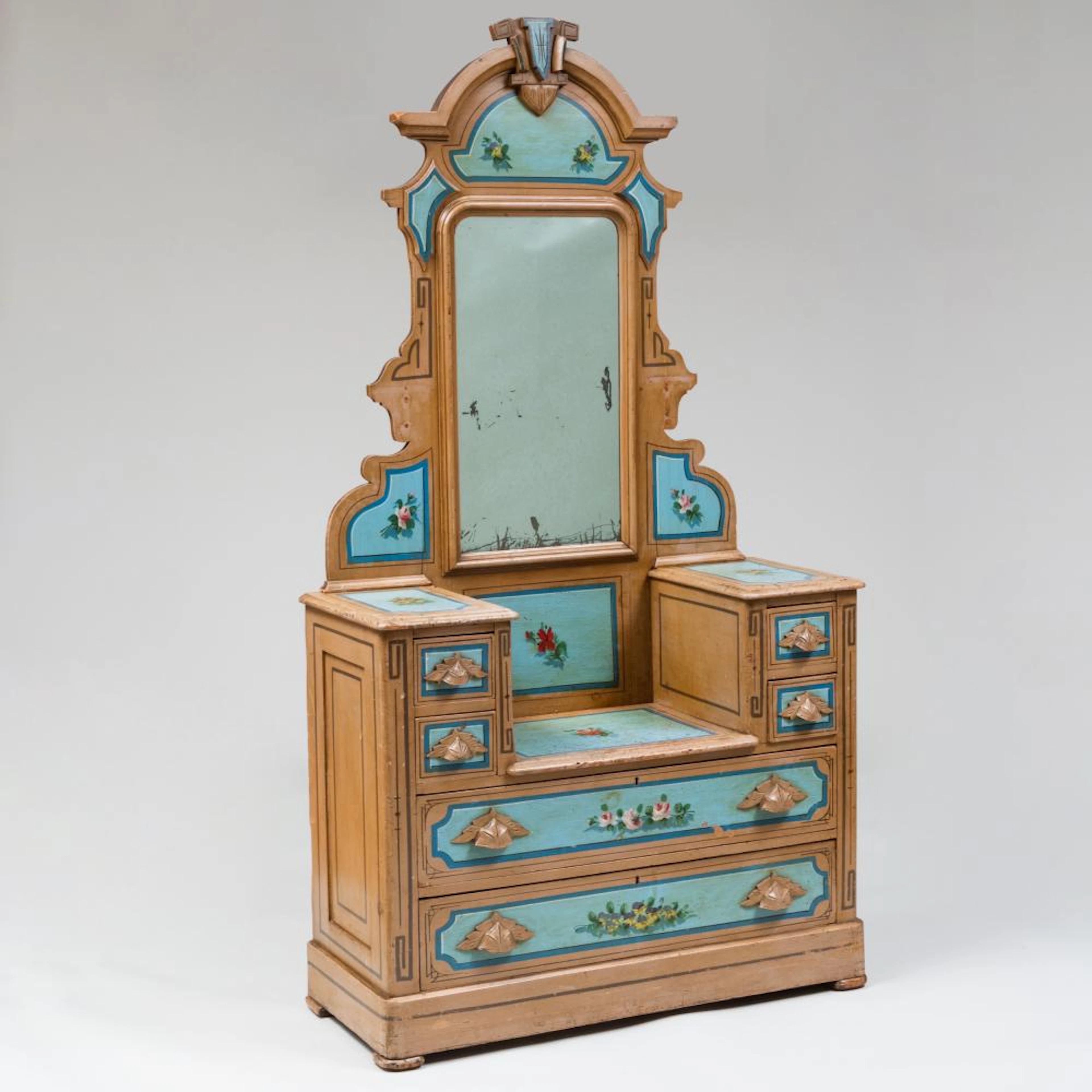 Victorian Cottage Painted Chest of Drawers with Dressing Mirror