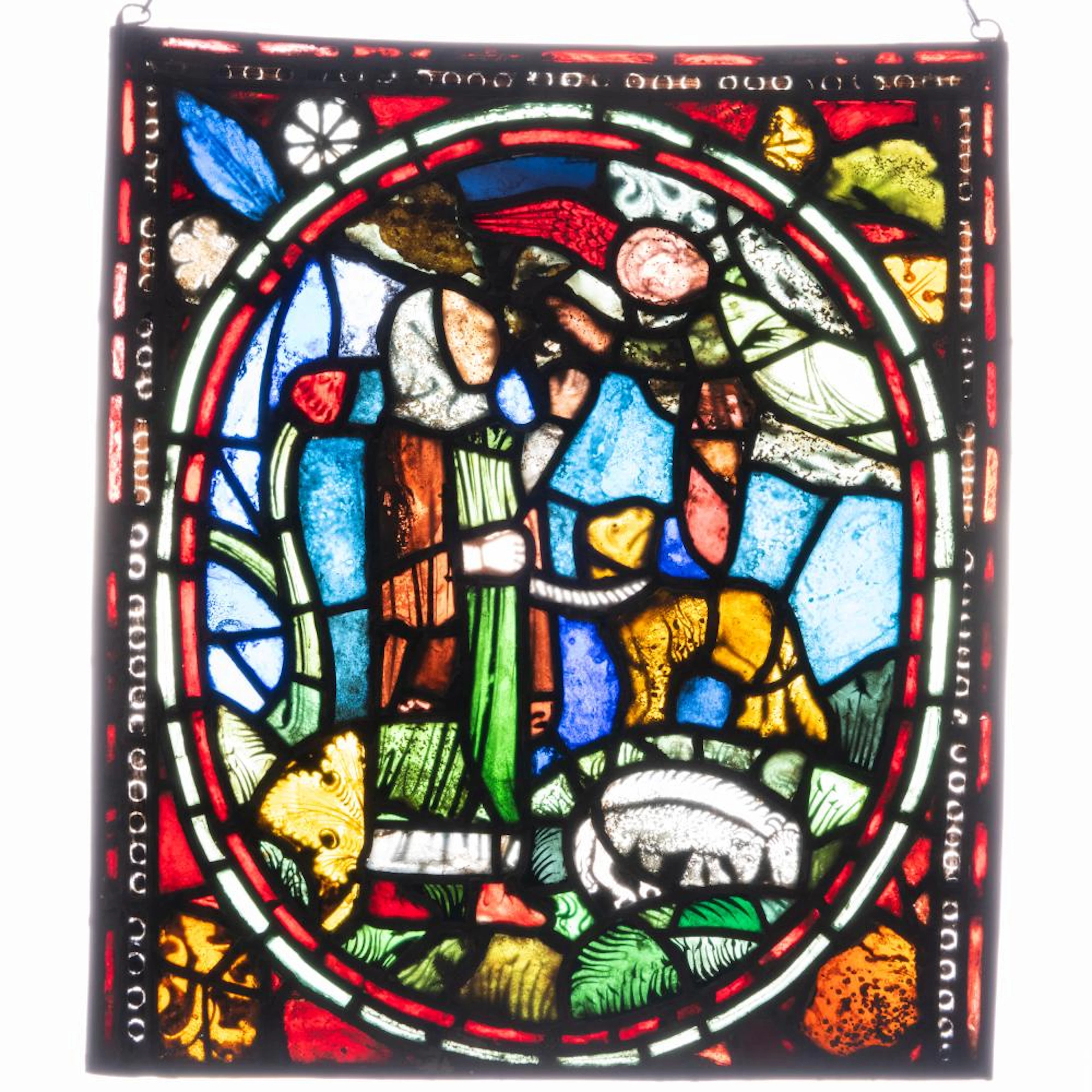 Two Renaissance Style Stained Glass Panels