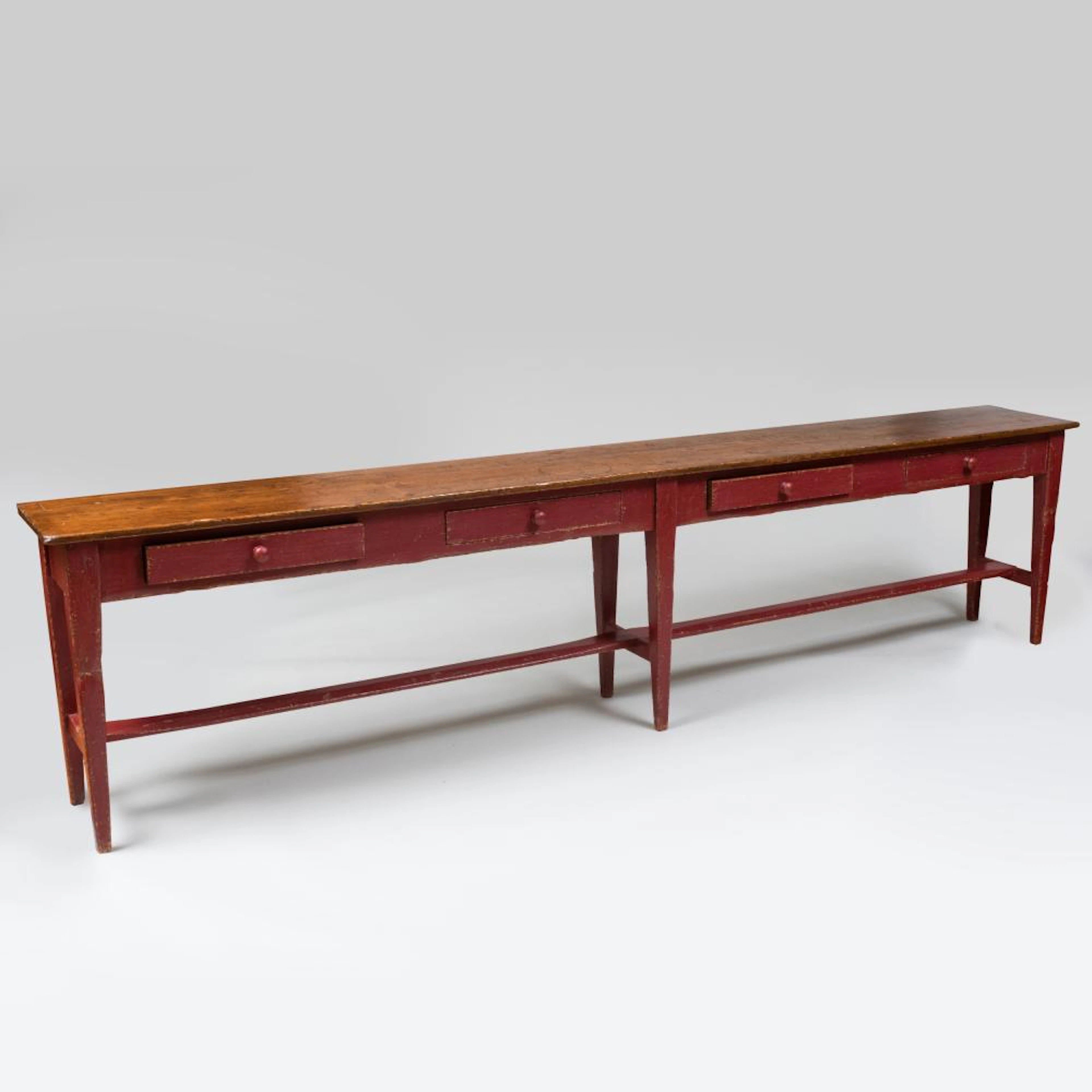 Red Painted Rustic Console Table