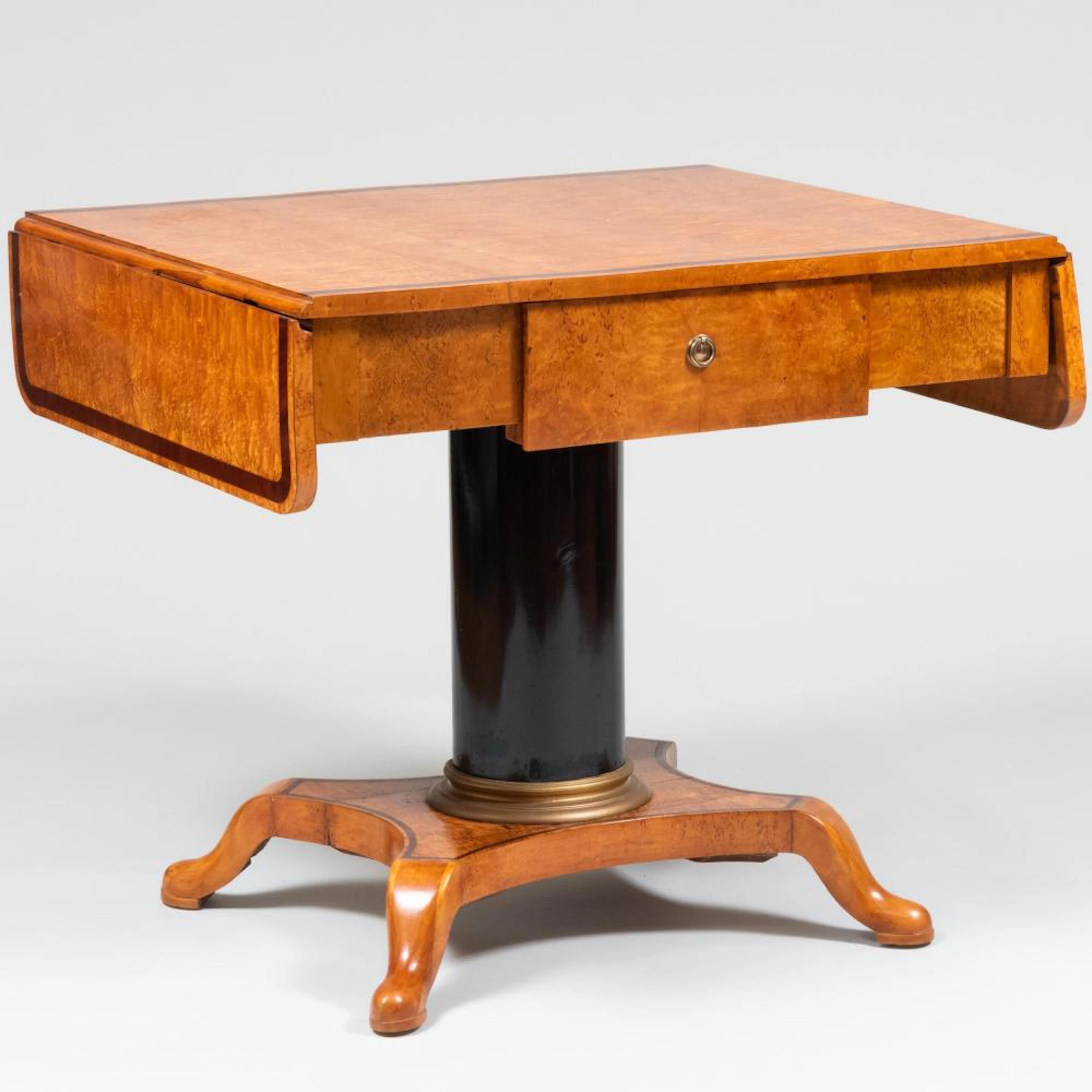 Biedermeier Style Inlaid Karelian Birch and Ebonized Sofa Table