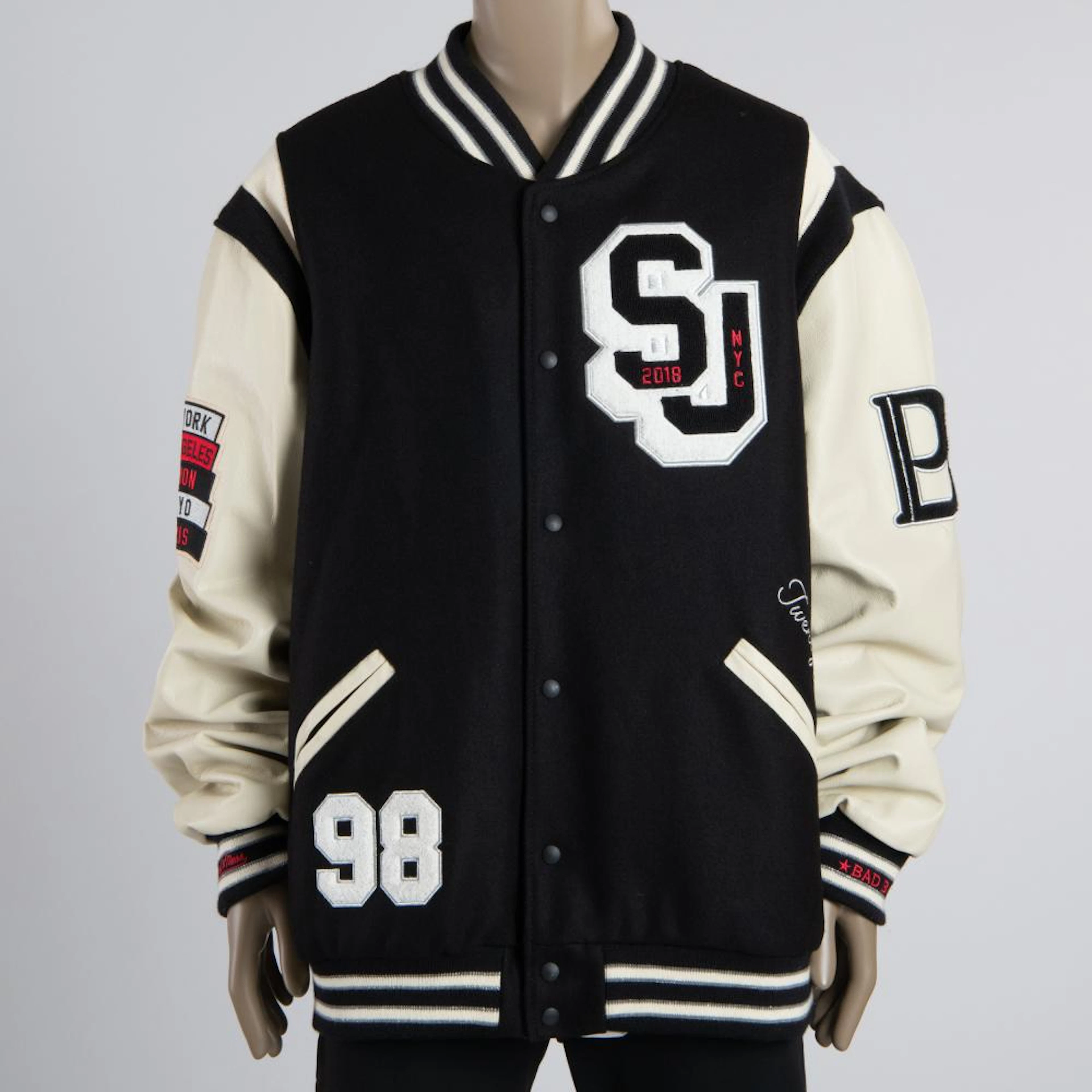 Sean John Leather and Wool Bomber