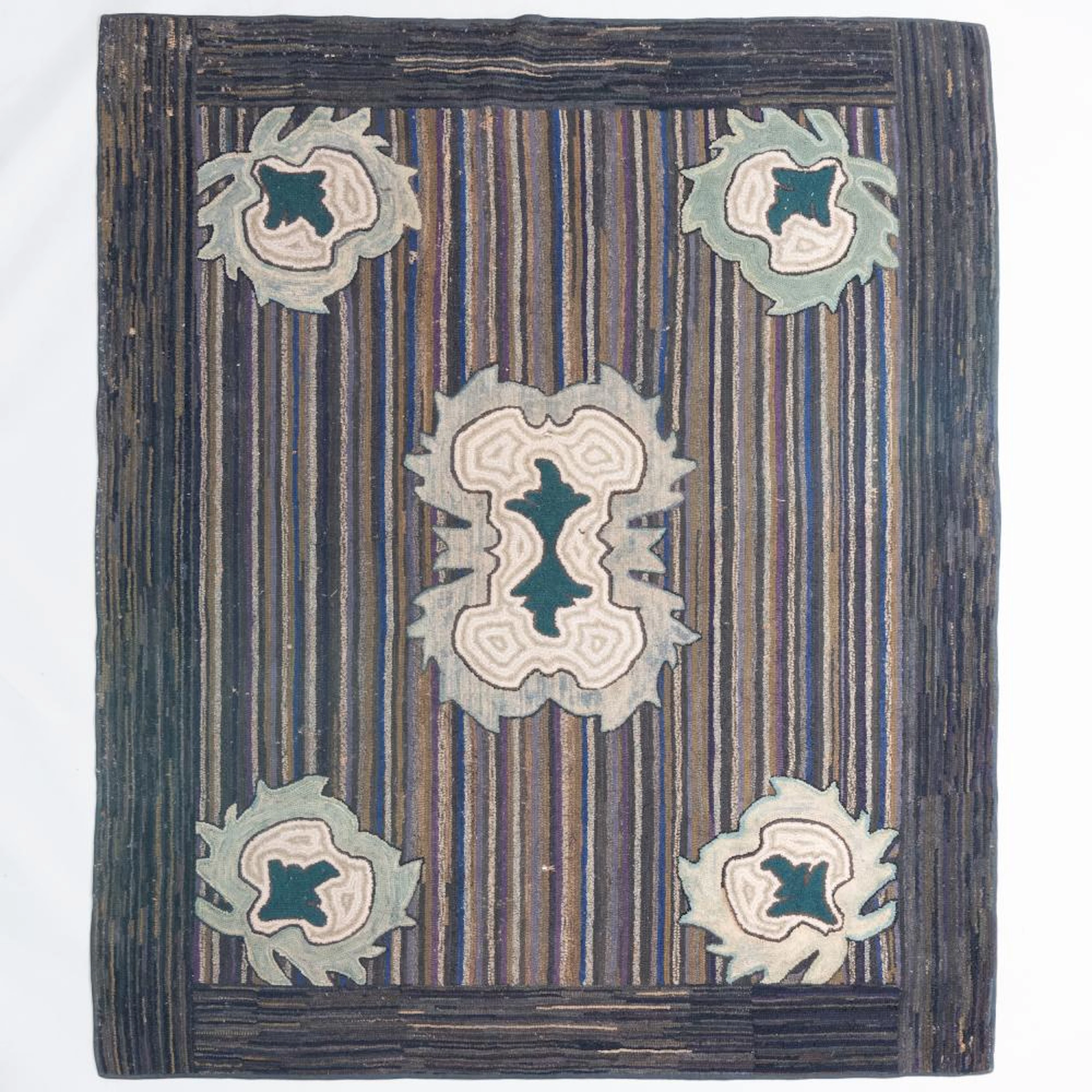 Hooked Rug with Artichoke Desig
