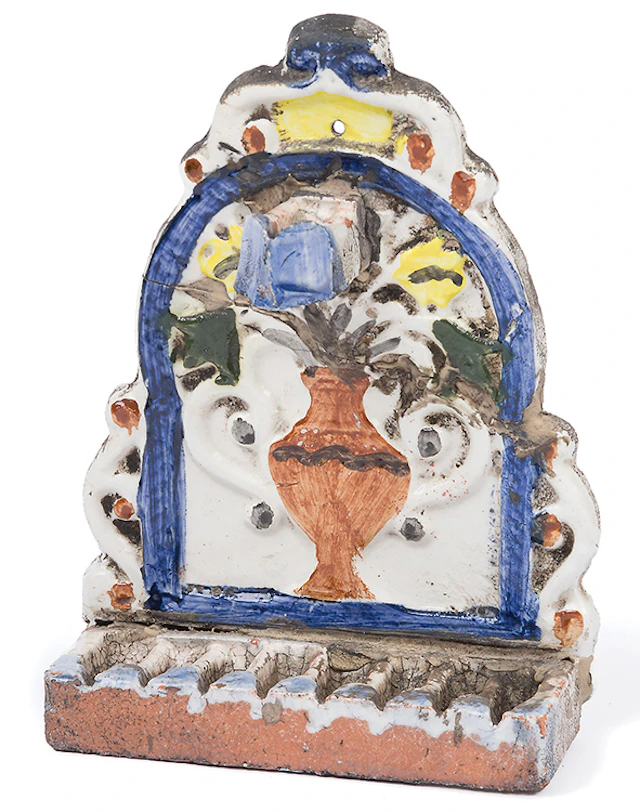 UKRAINIAN CERAMIC CHANUKAH LAMP.