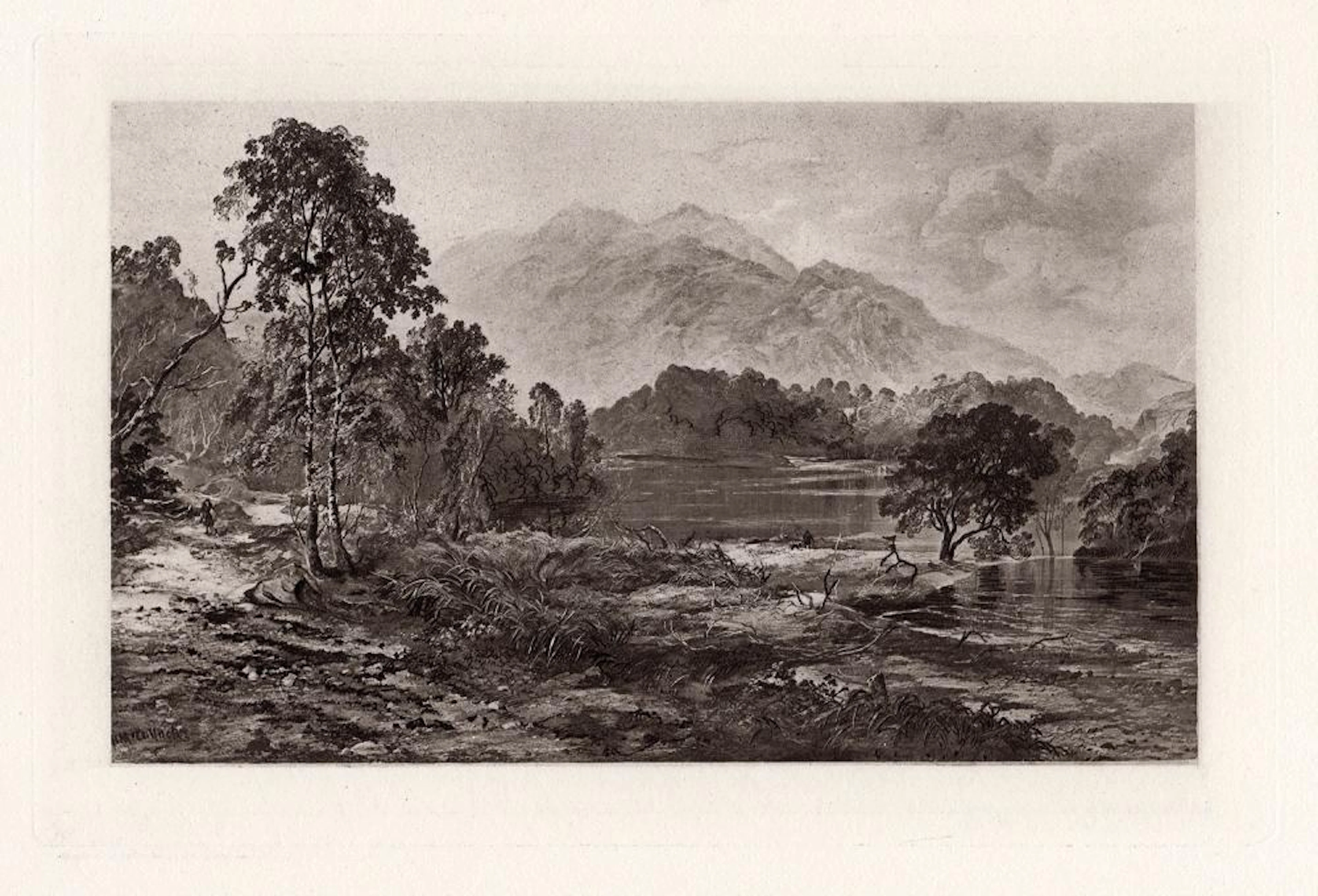 Horatio McCulloch The Silver Strand, Loch Katrine 1885 Antique Print