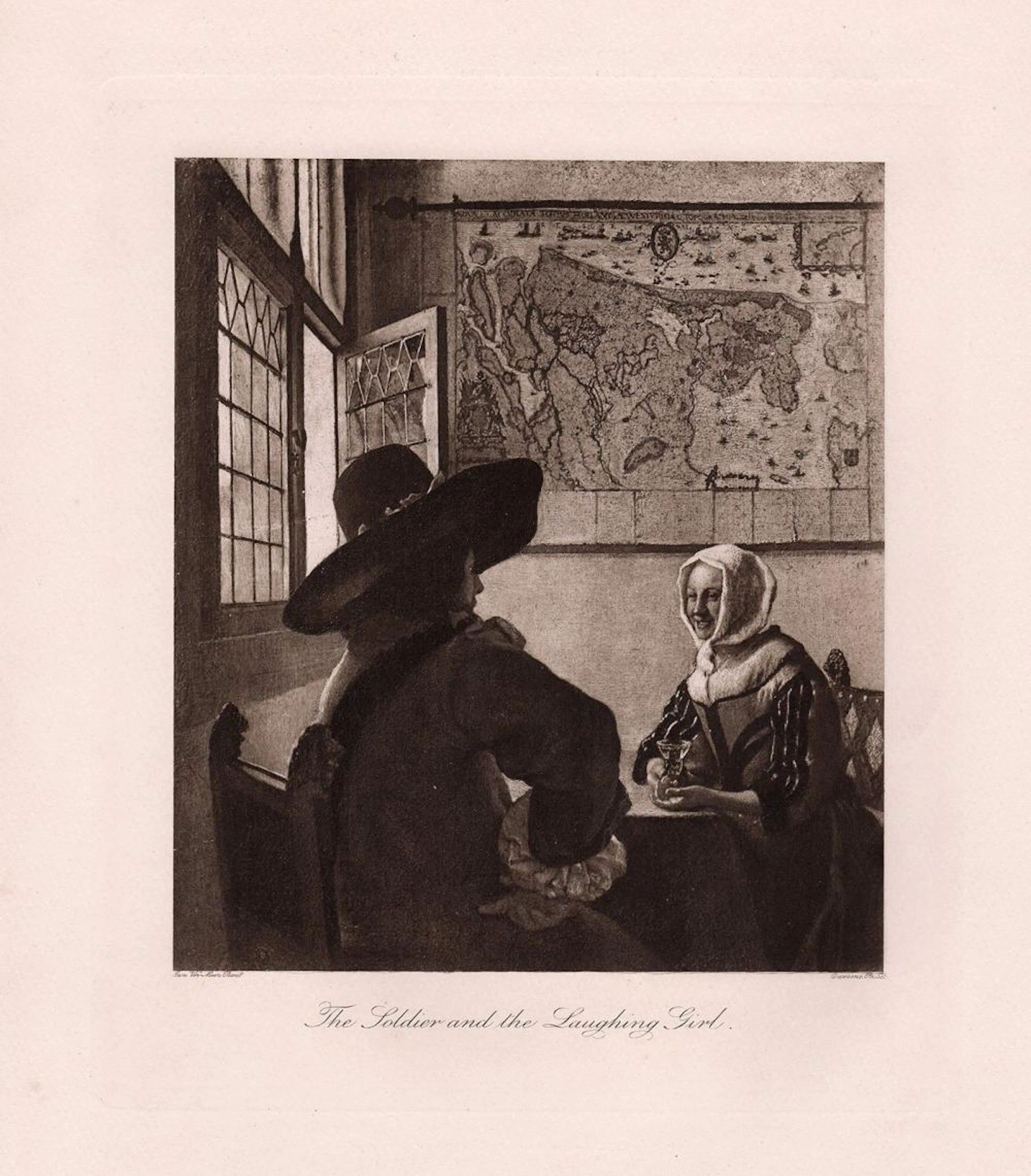 Johannes Vermeer 1891 print The Soldier and the Laughing Girl signed