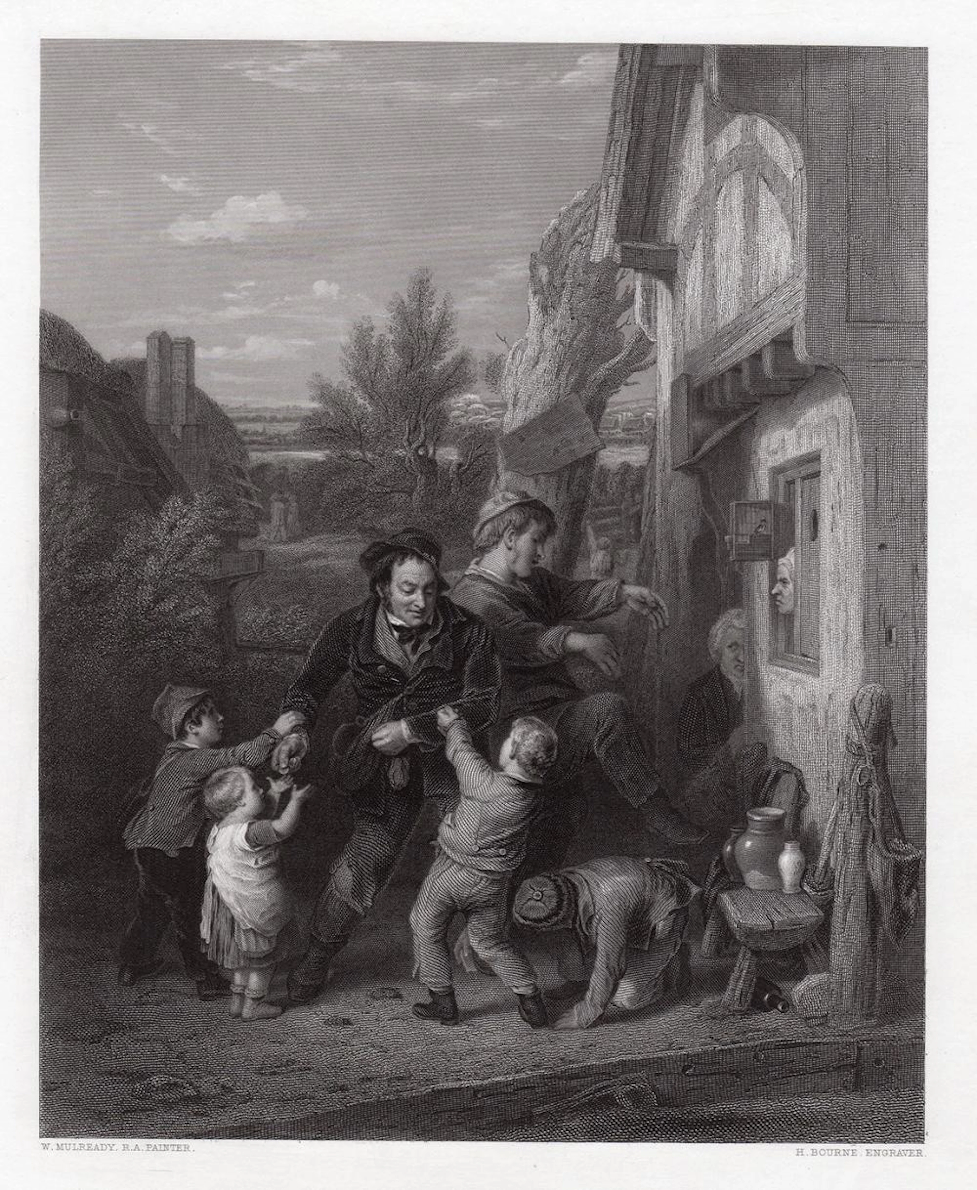 William Mulready 1853 engraving Ale-House signed