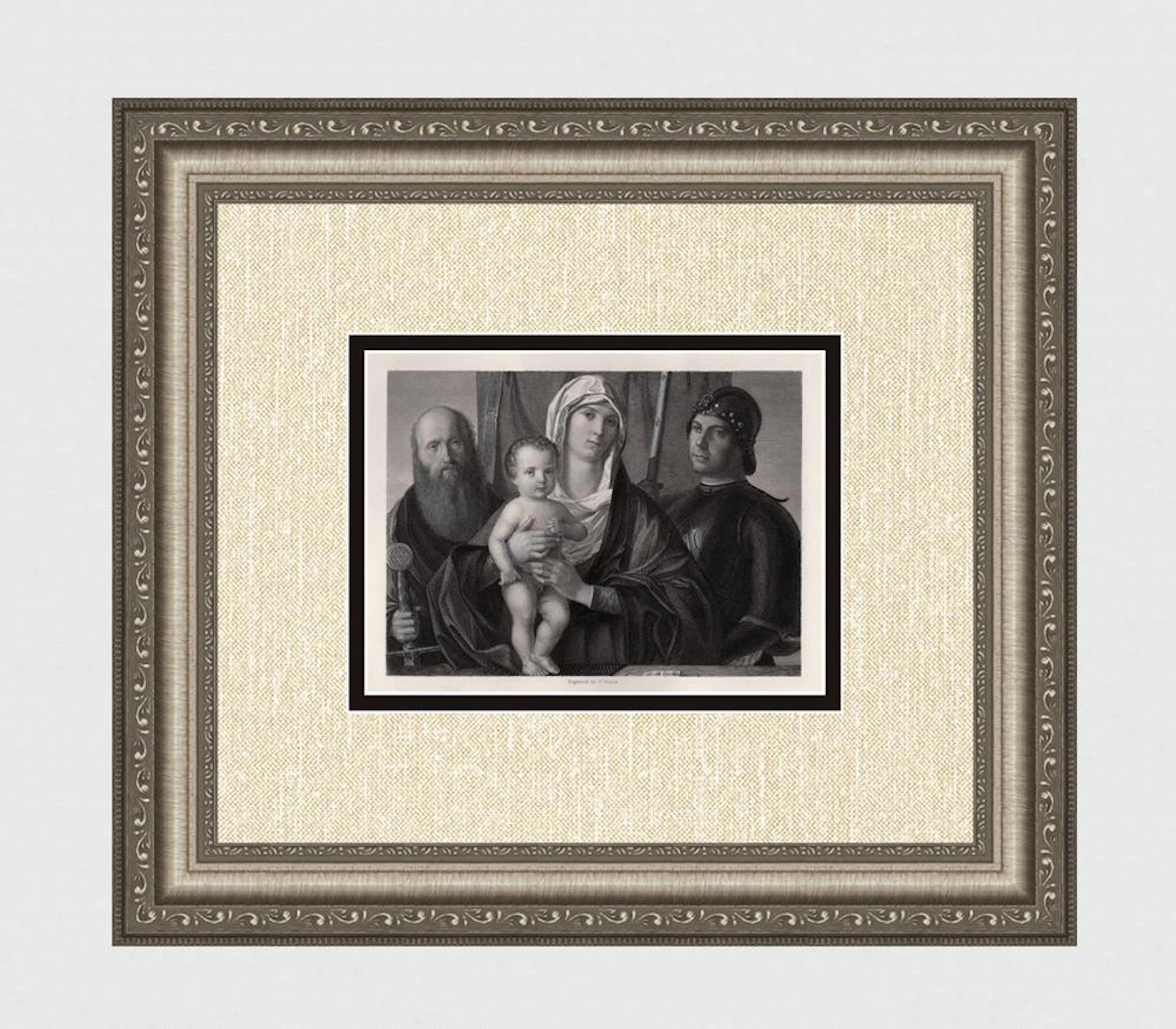 Giovanni BELLINI Engraving "The Madonna" Framed SIGNED
