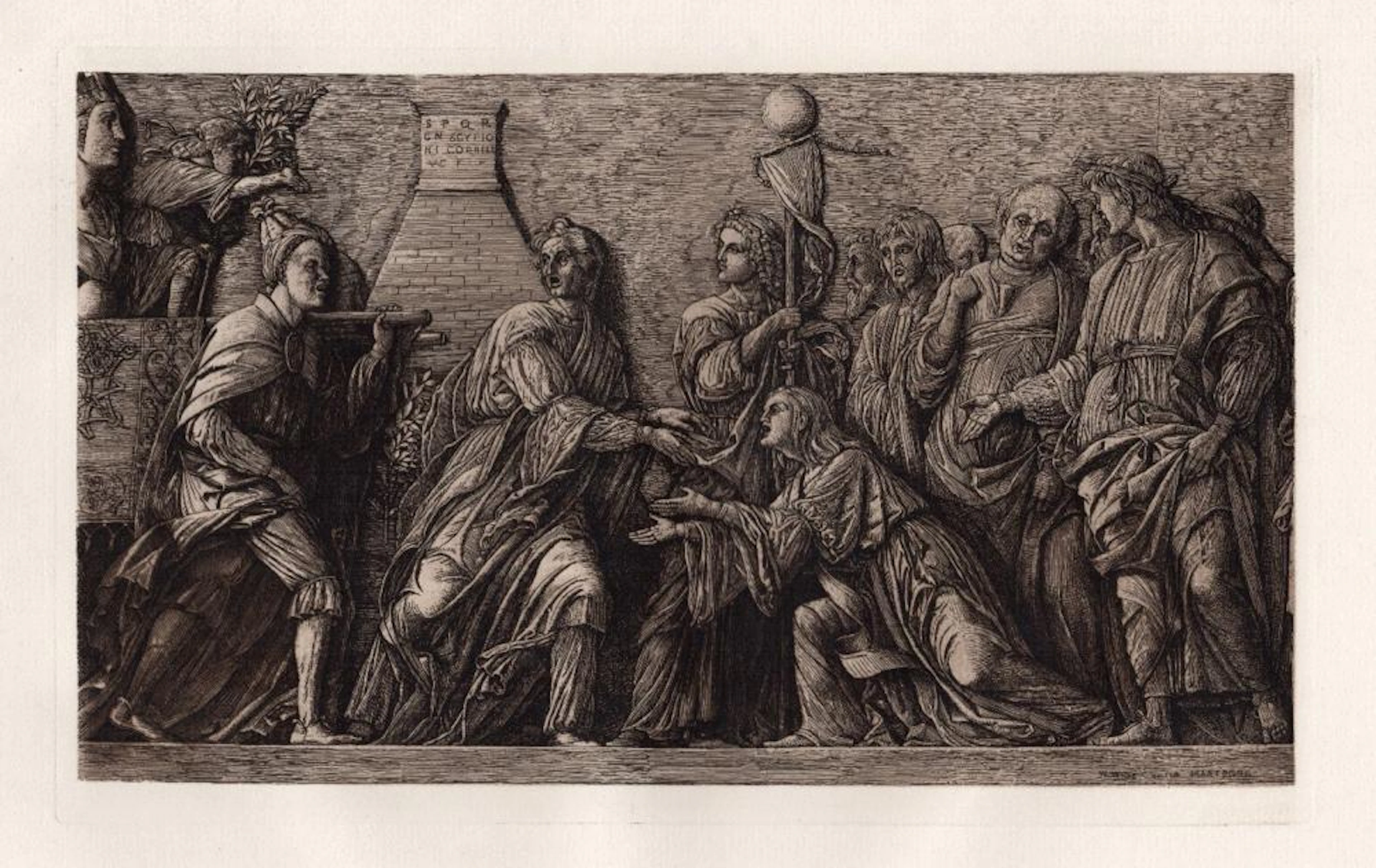 Andrea Mantegna 1874 etching The Triumph of Scipio signed