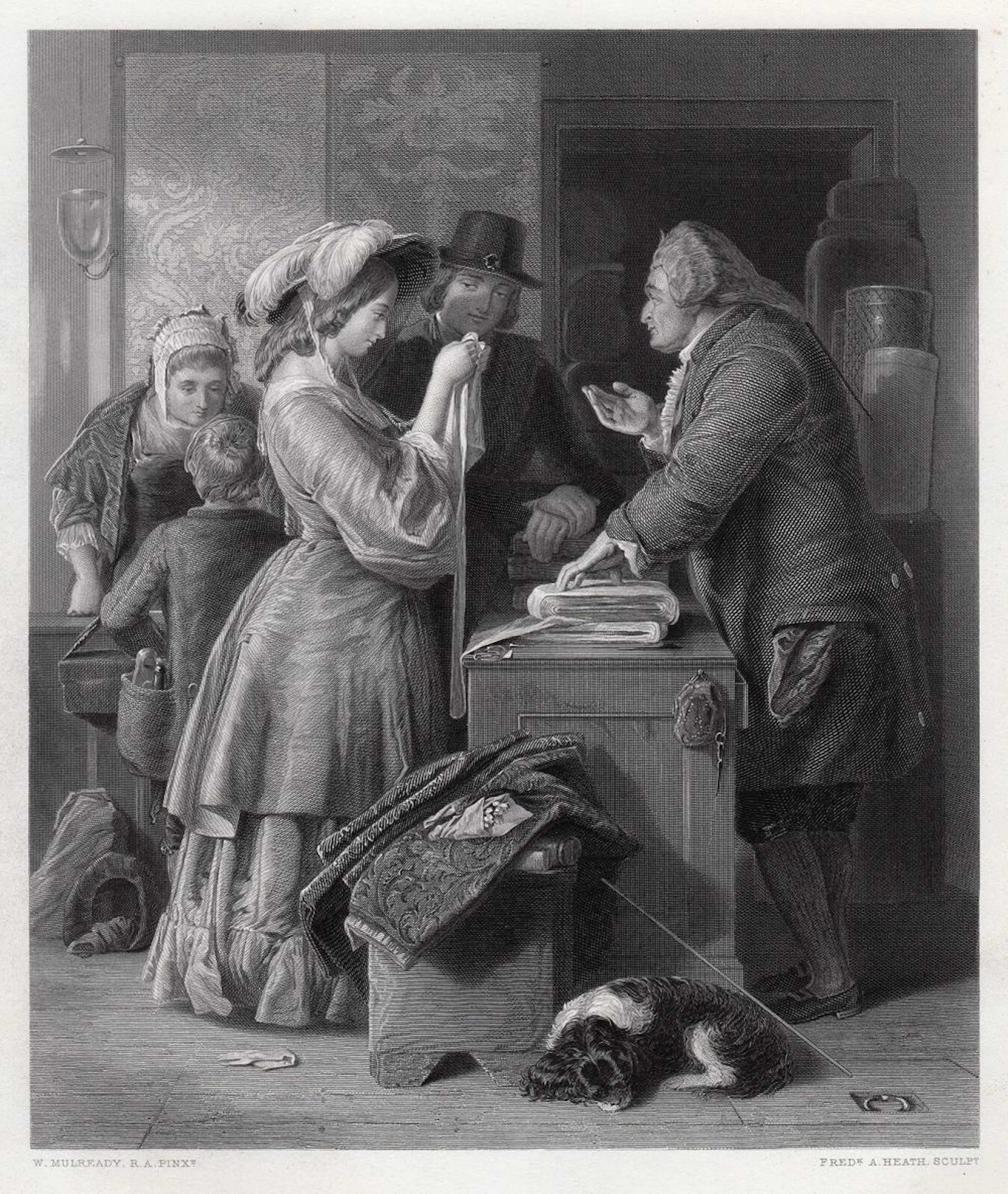 1869 William Mulready Choosing the Wedding Gown engraving signed