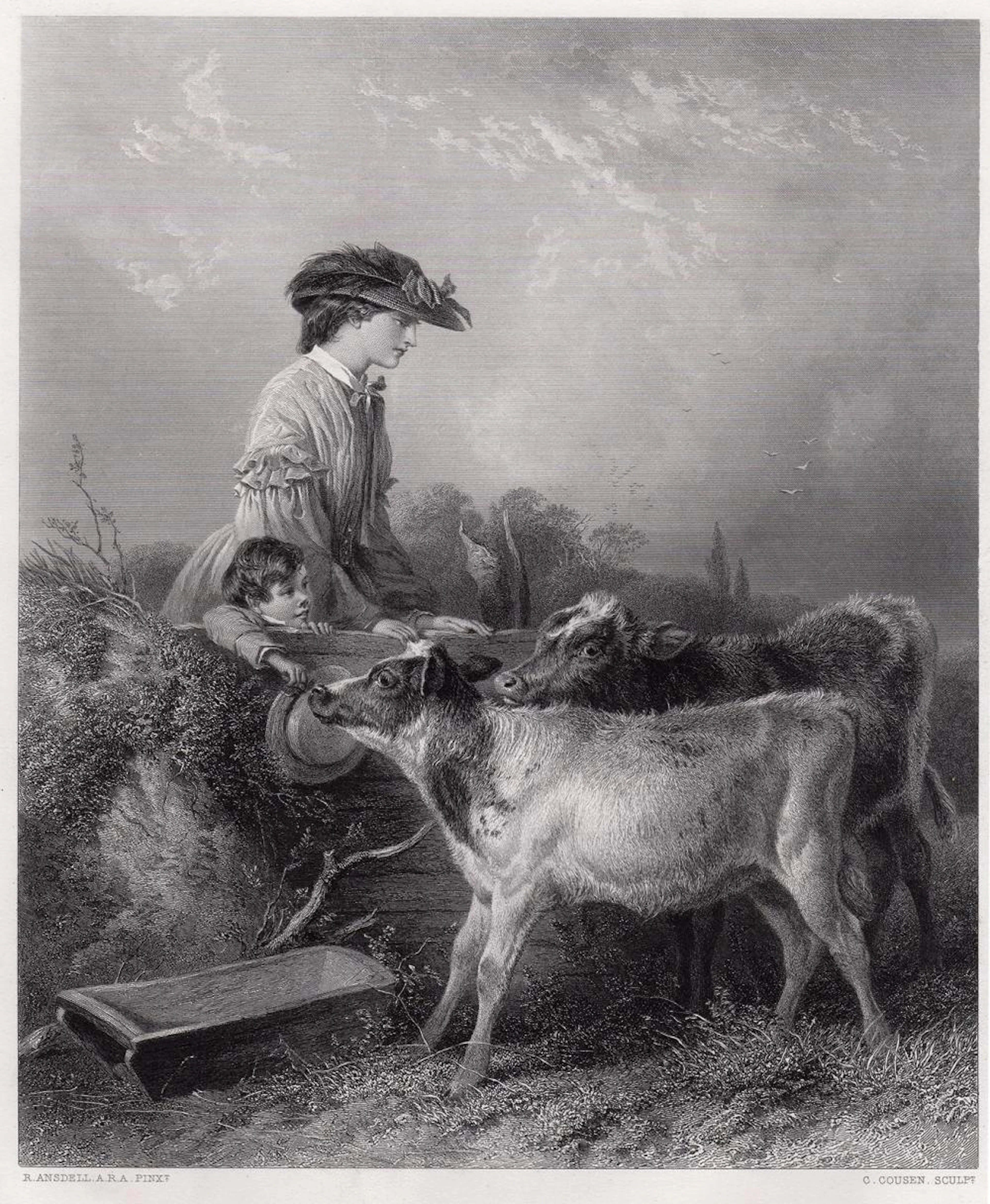 Richard Ansdell In the Pasture engraving signed