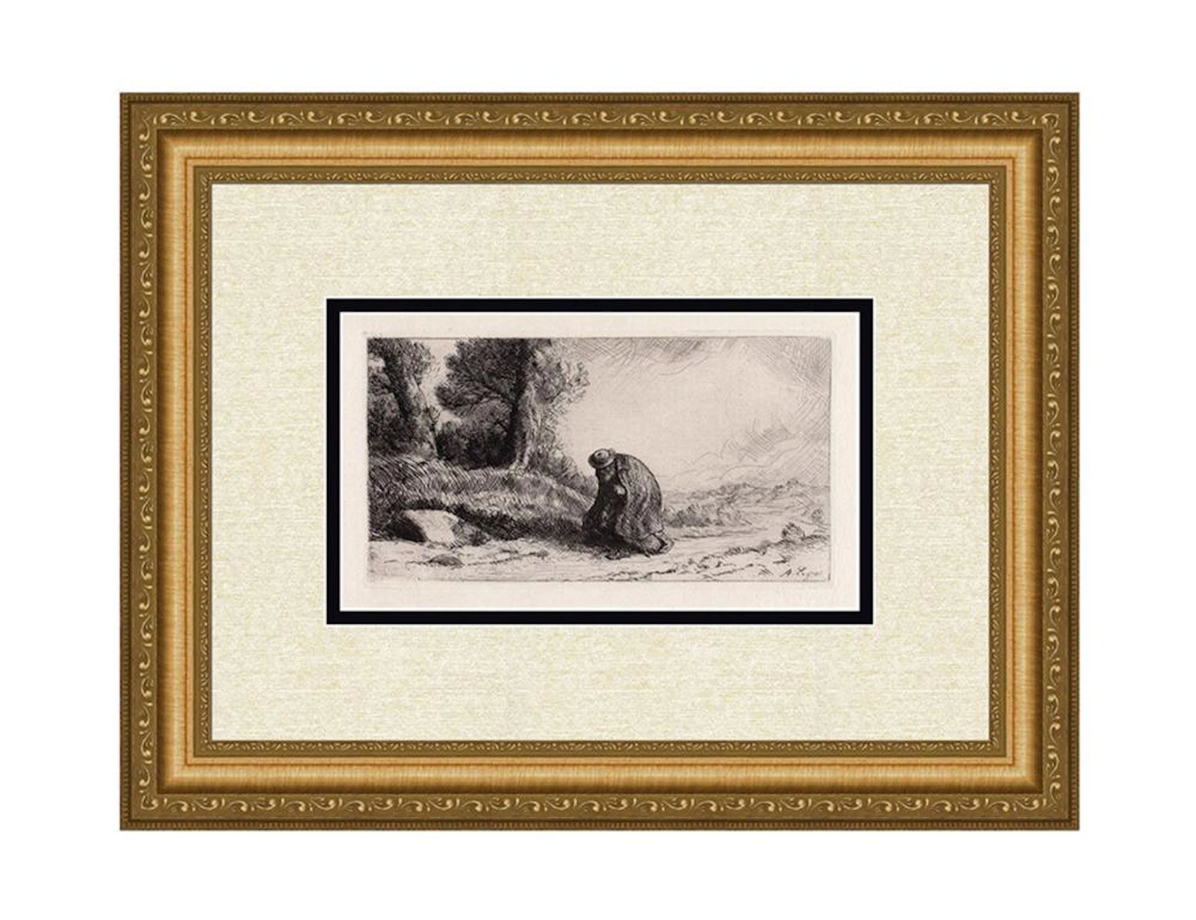 1881 Alphonse Legros The Wayfarer etching signed