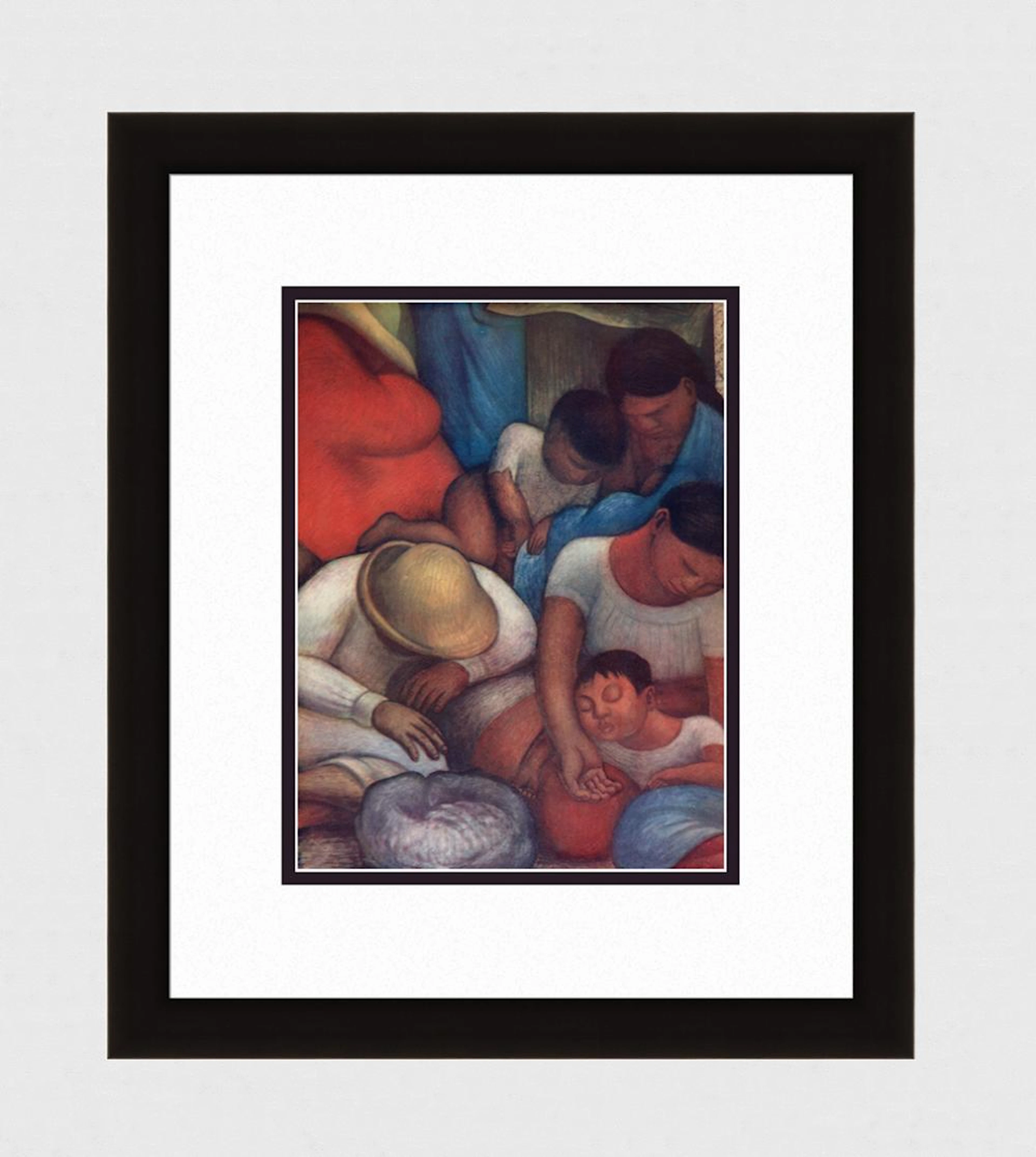 1946 Diego Rivera Vintage Color Lithograph "The Night of the Poor " FRAMED