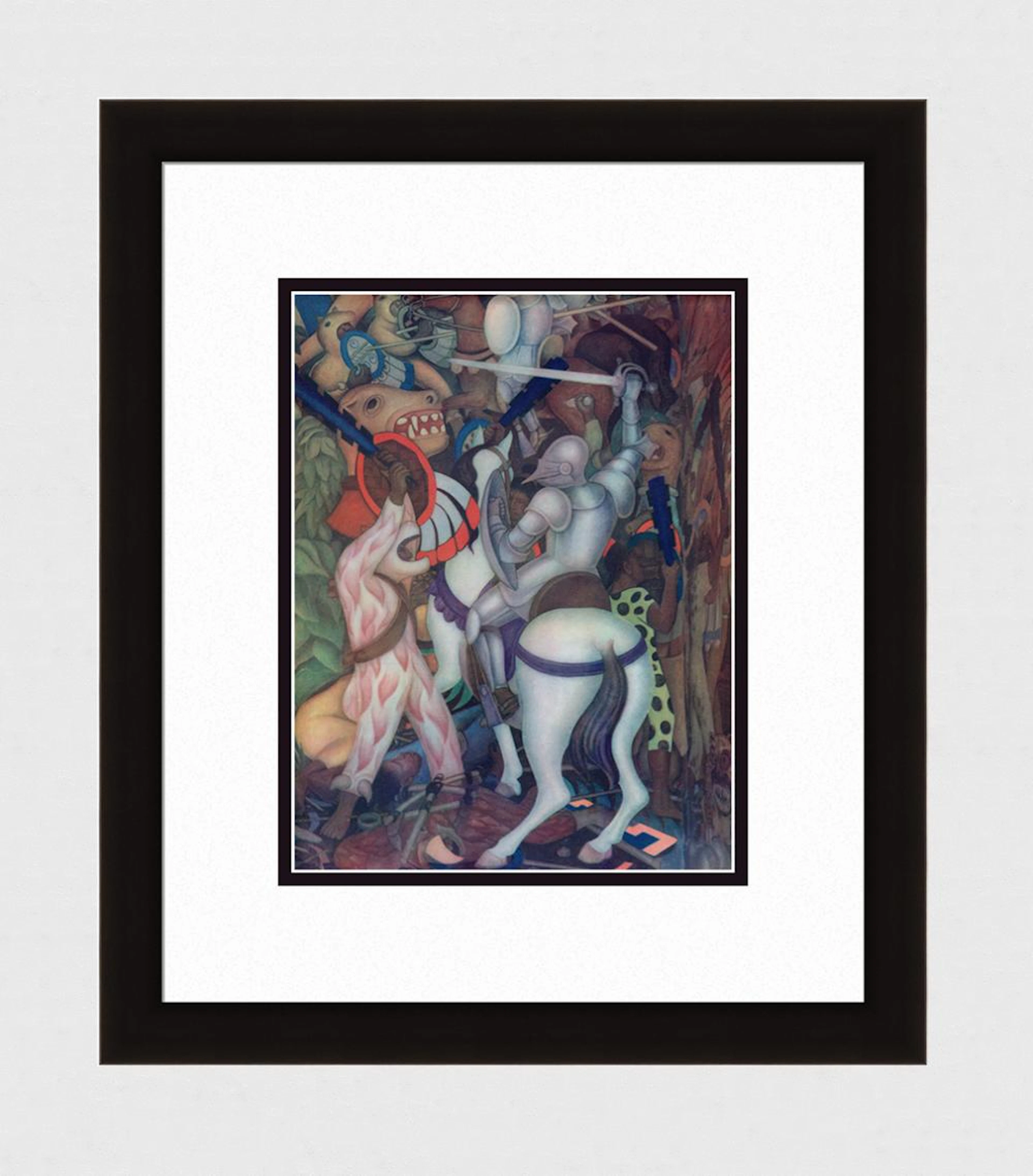 1946 Diego Rivera Vintage Color Lithograph "Scene from the Conquest" FRAMED