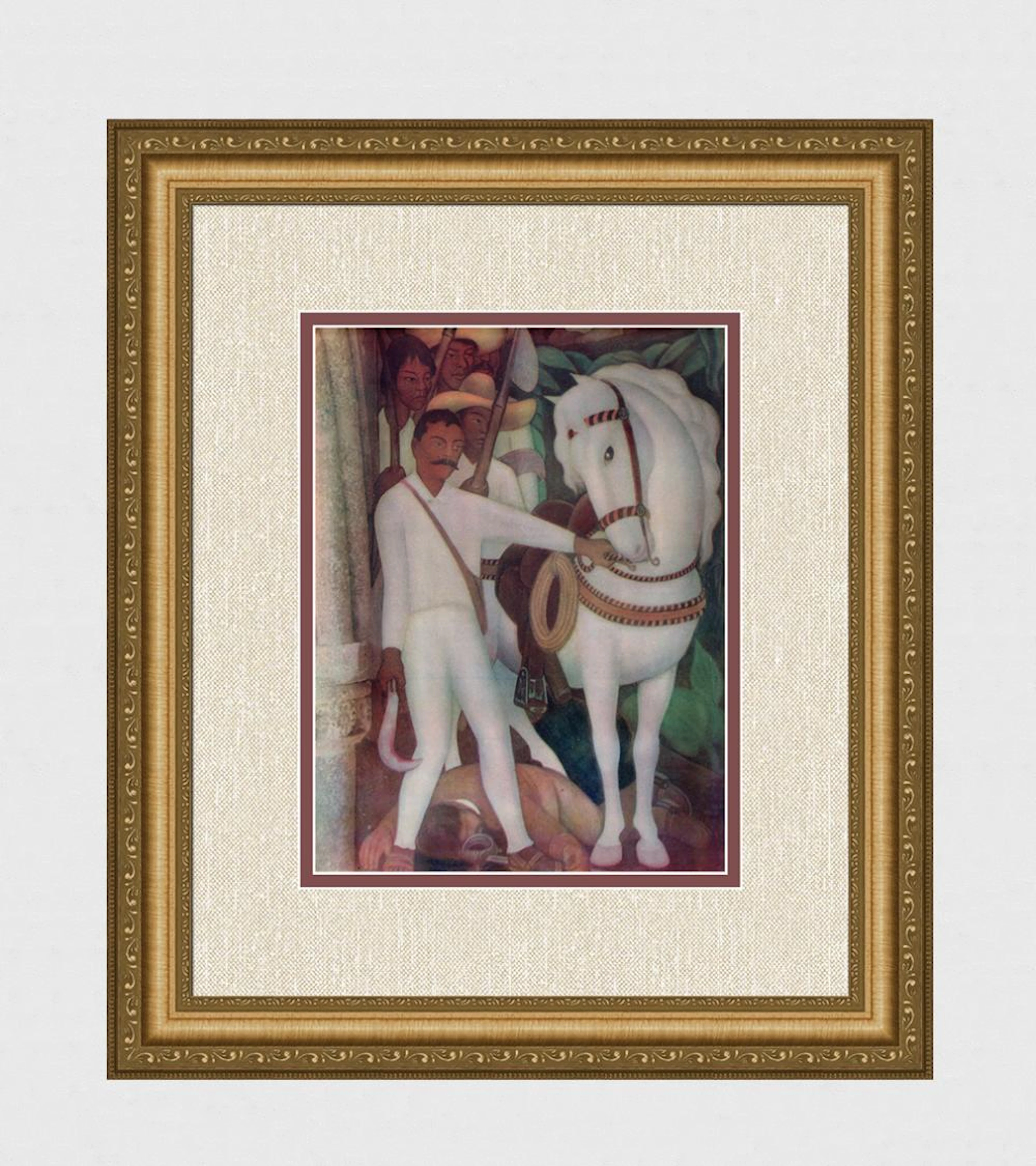 1946 RIVERA Vintage Color Lithograph Emiliano Zapata Agrarian-Leader FRAMED
