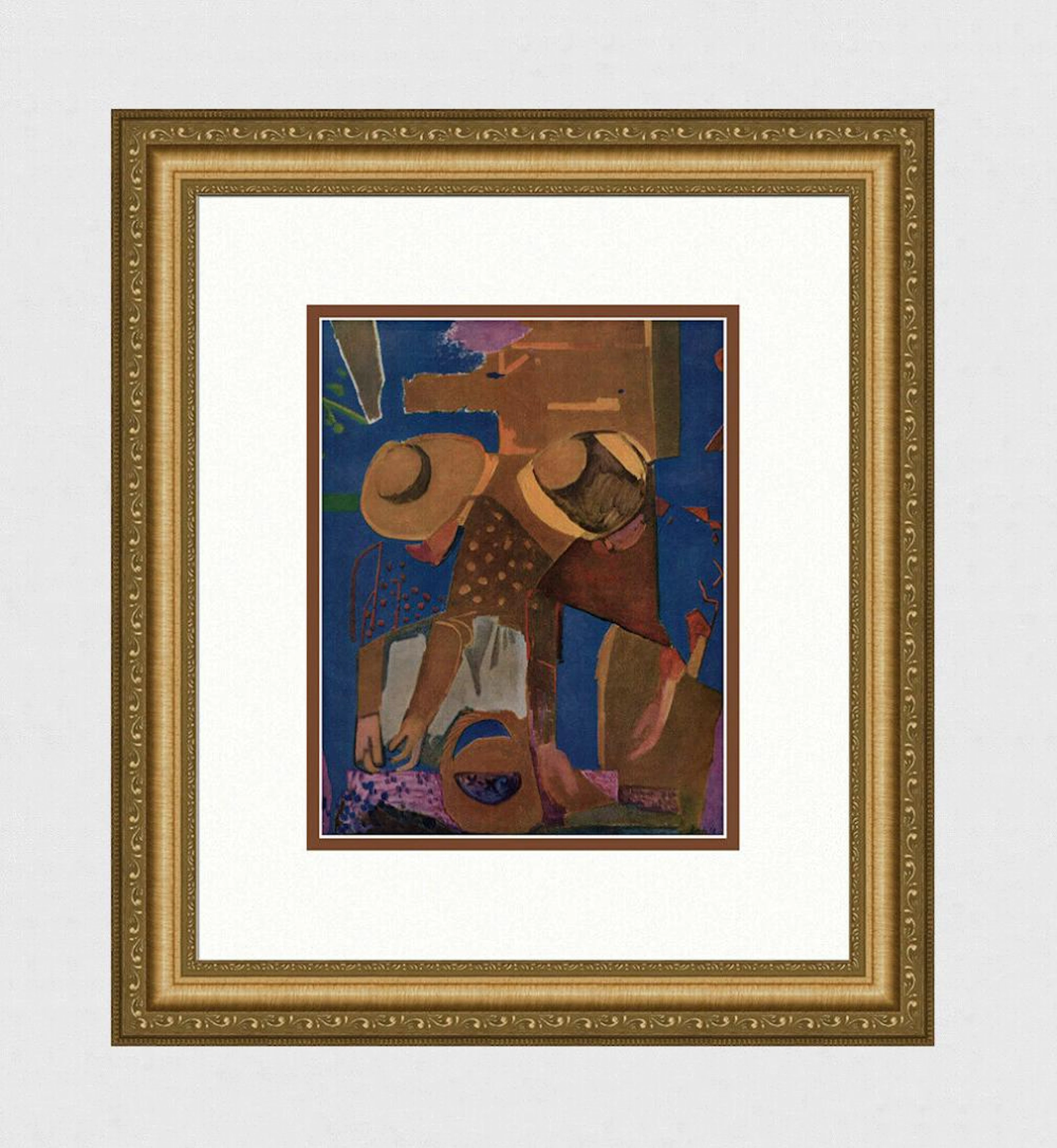 1943 Francisco BORES SIGNED Color Lithograph Picking Violets Framed COA