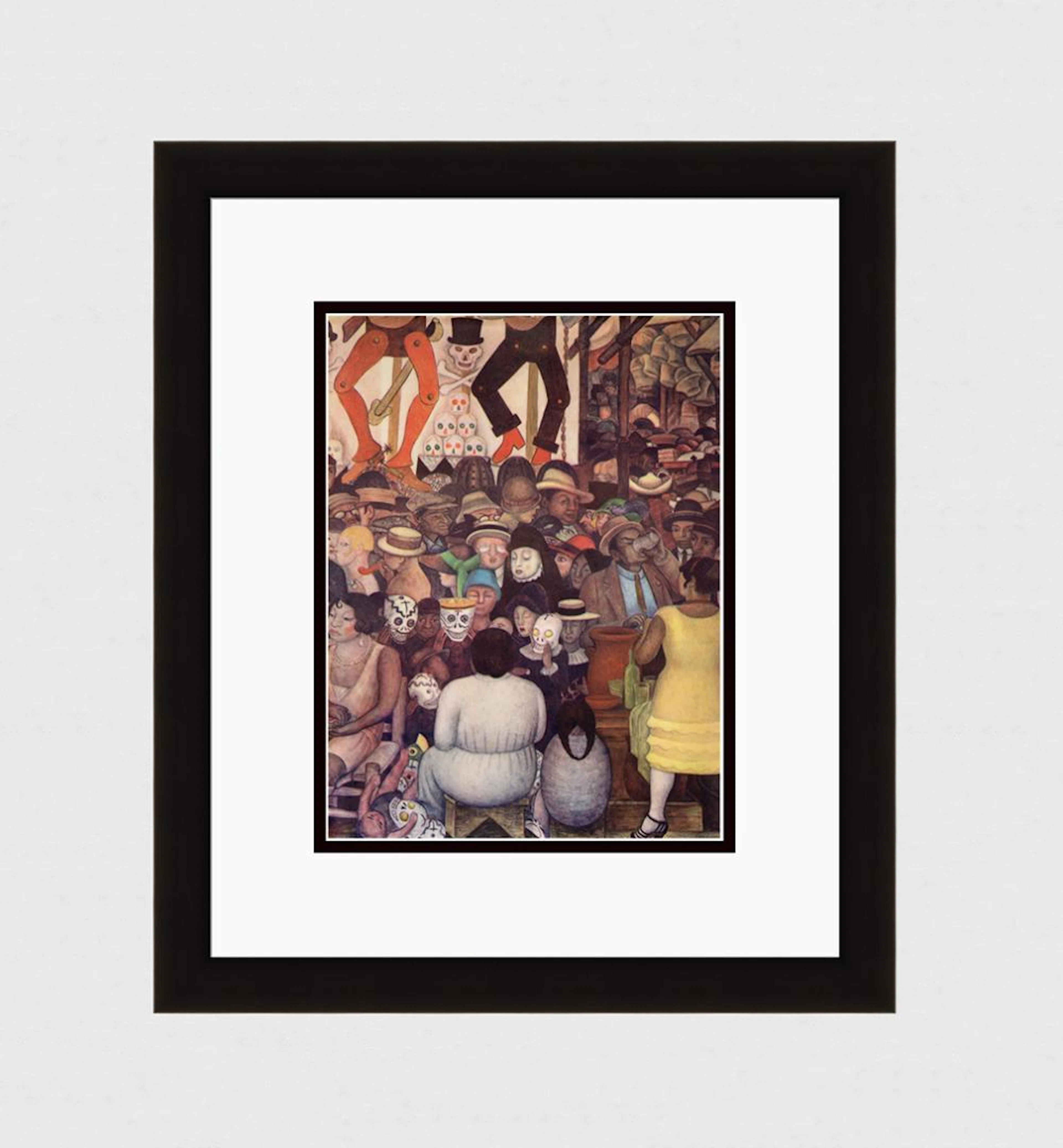 1946 Diego Rivera Vintage Color Lithograph "Day of the Dead" FRAMED