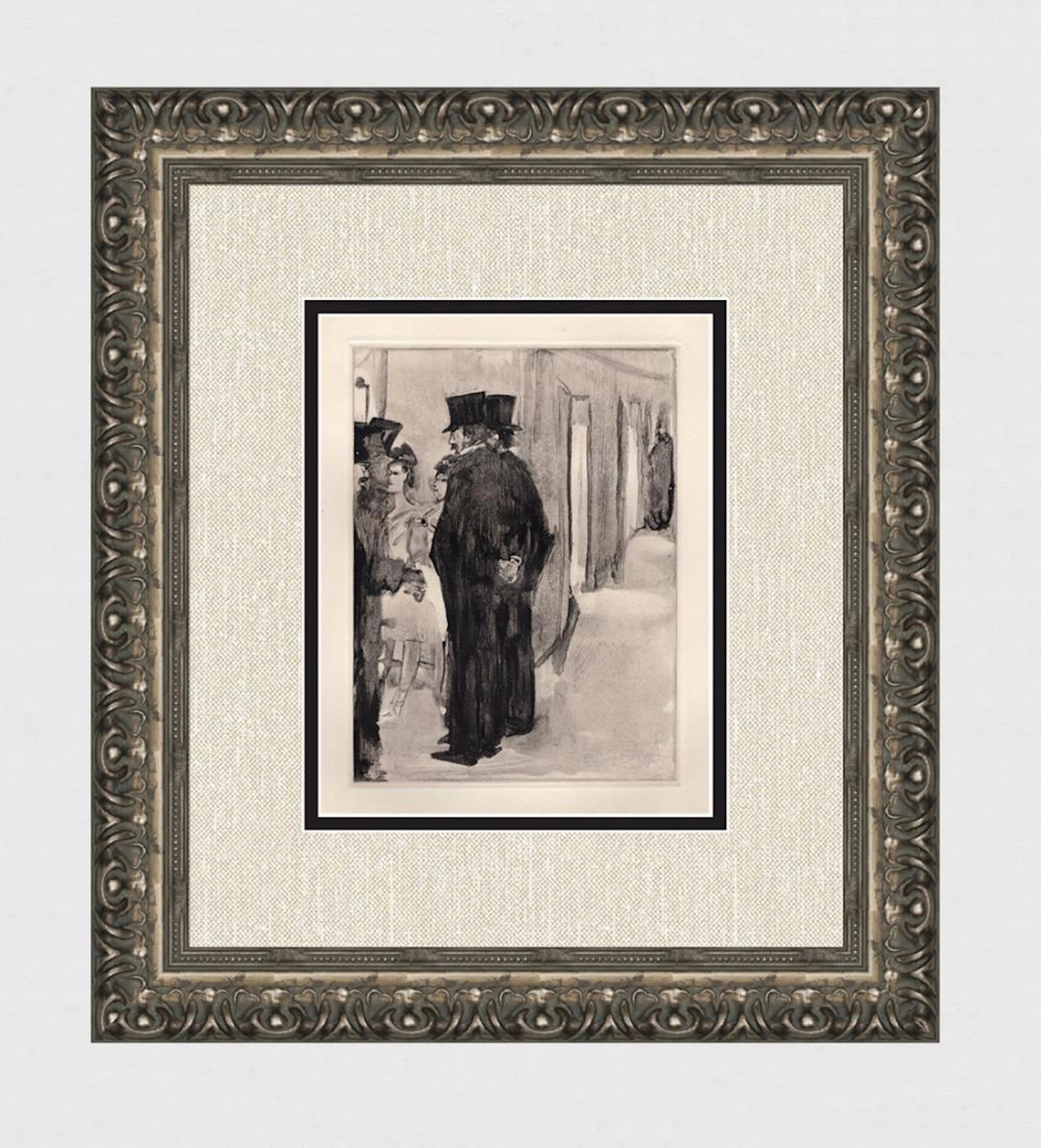 1938 Edgar DEGAS Etching Virginie & Pauline Visit with Guests FRAMED LIMITED