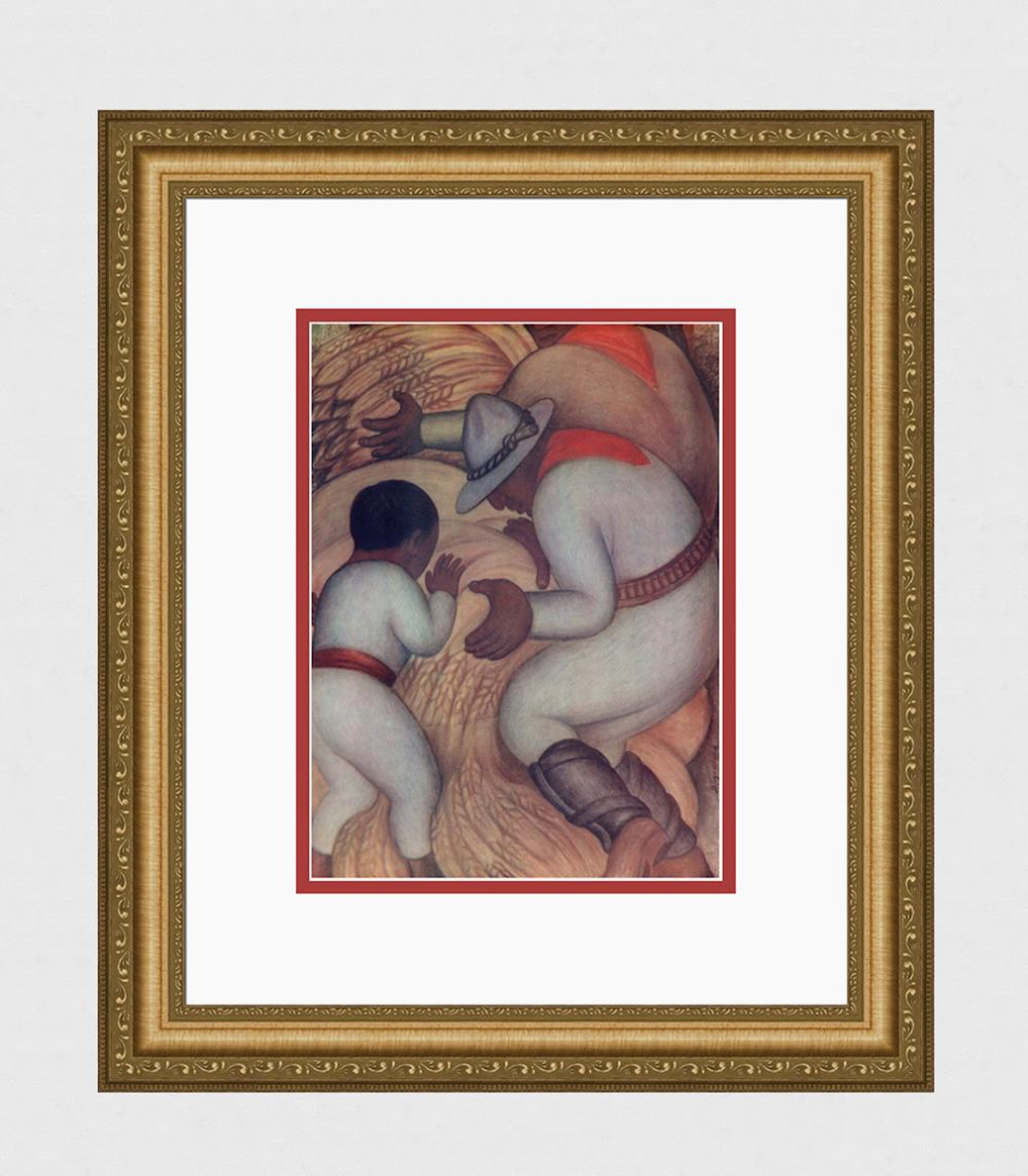 1946 Diego Rivera Vintage Color Lithograph "The Harvest " FRAMED