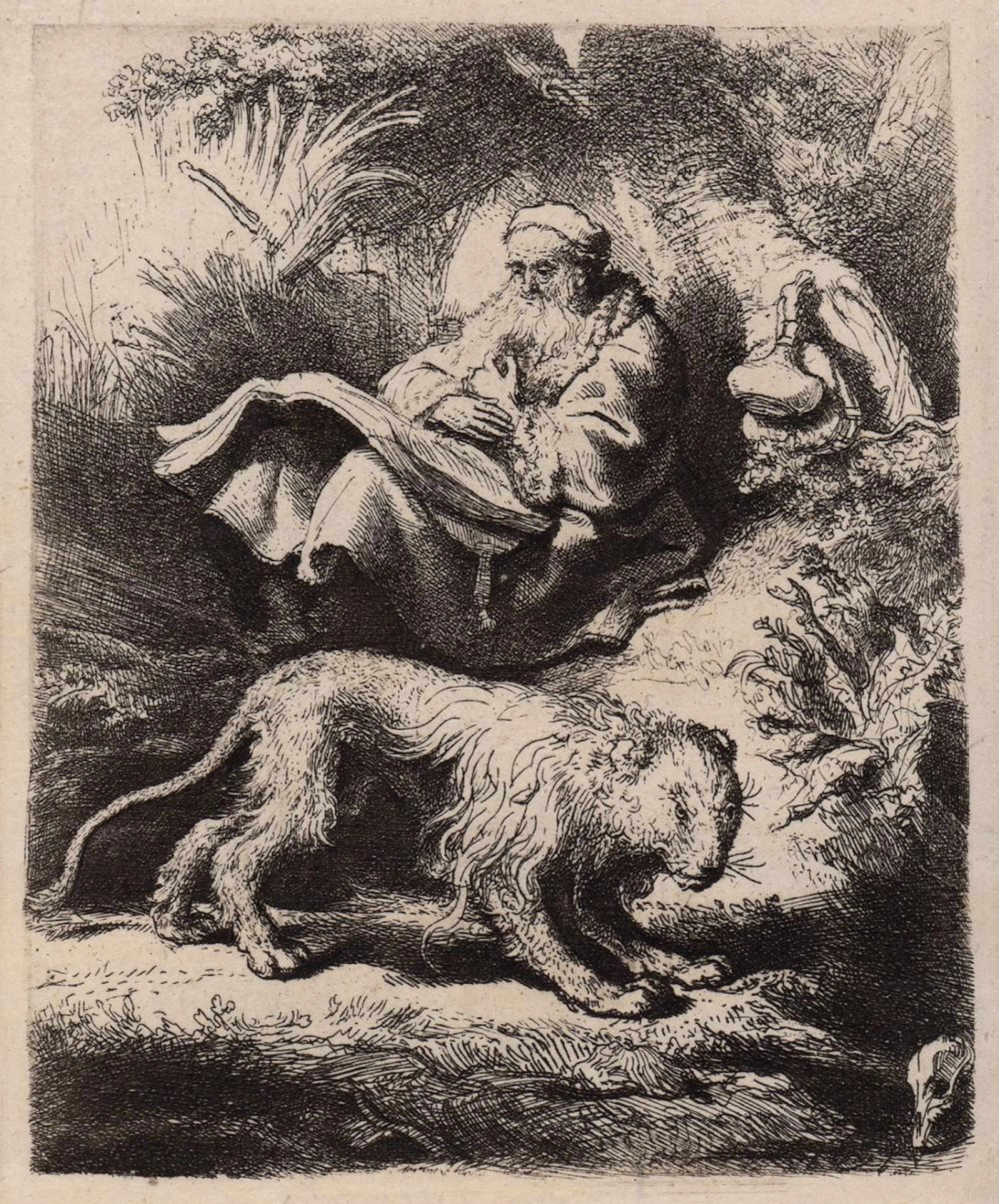 1876 REMBRANDT B100 St. Jerome Reading DURAND Goring Unique