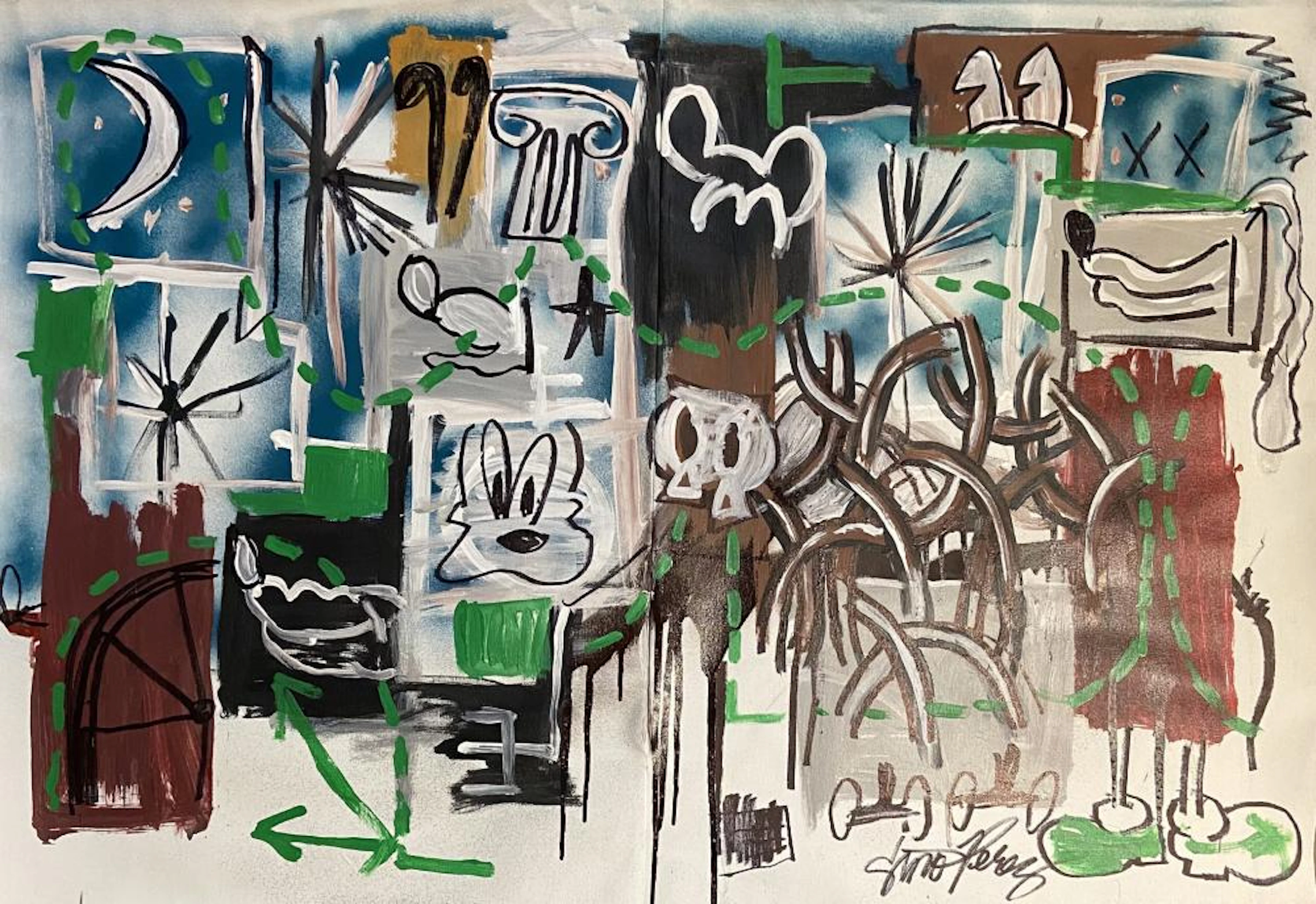 Gino Perez Dizzney Original Acrylic painting 28 x 40 inches