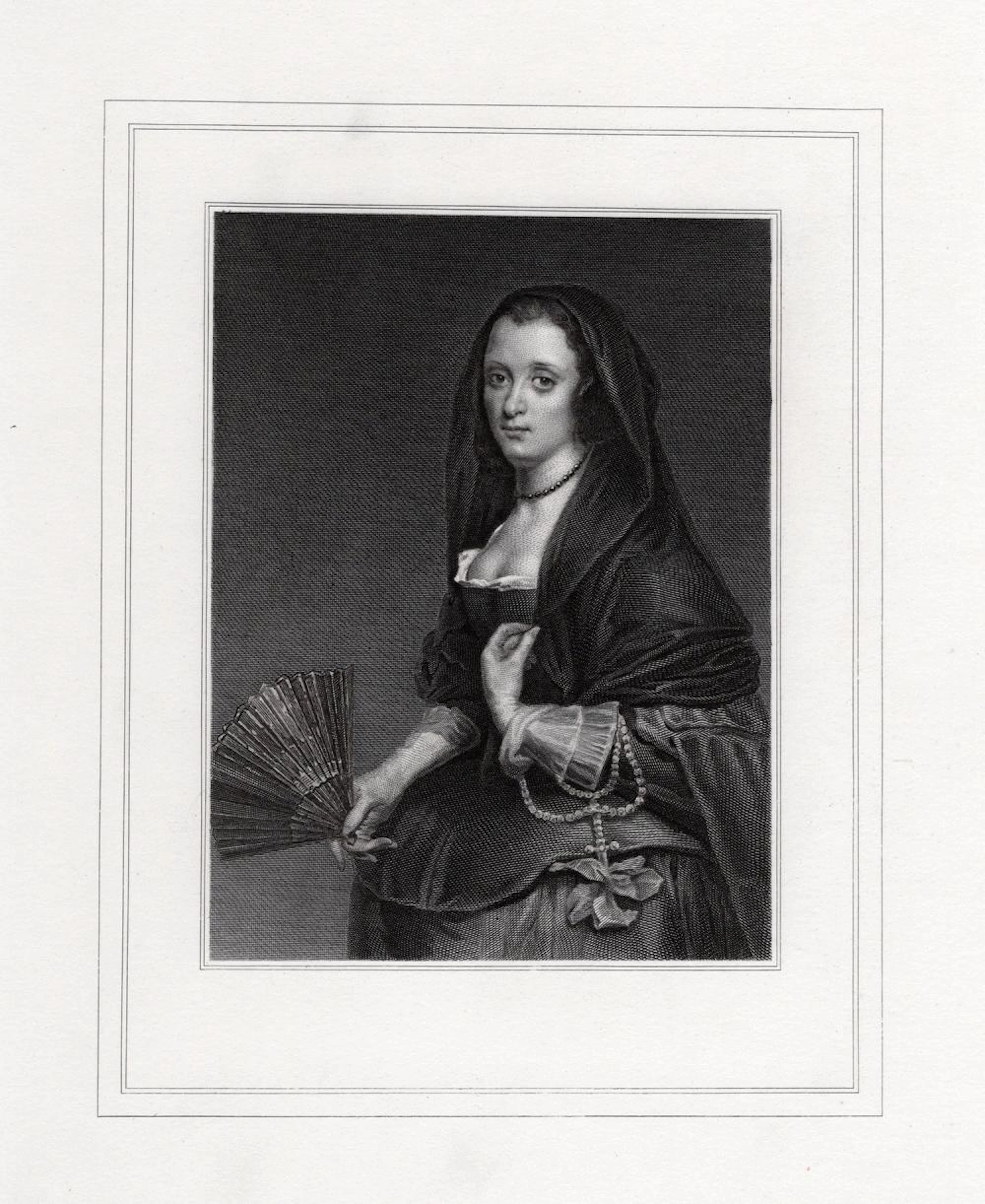 1800s Diego Velasquez Engraving "A Spanish Lady" FRAMED SIGNED