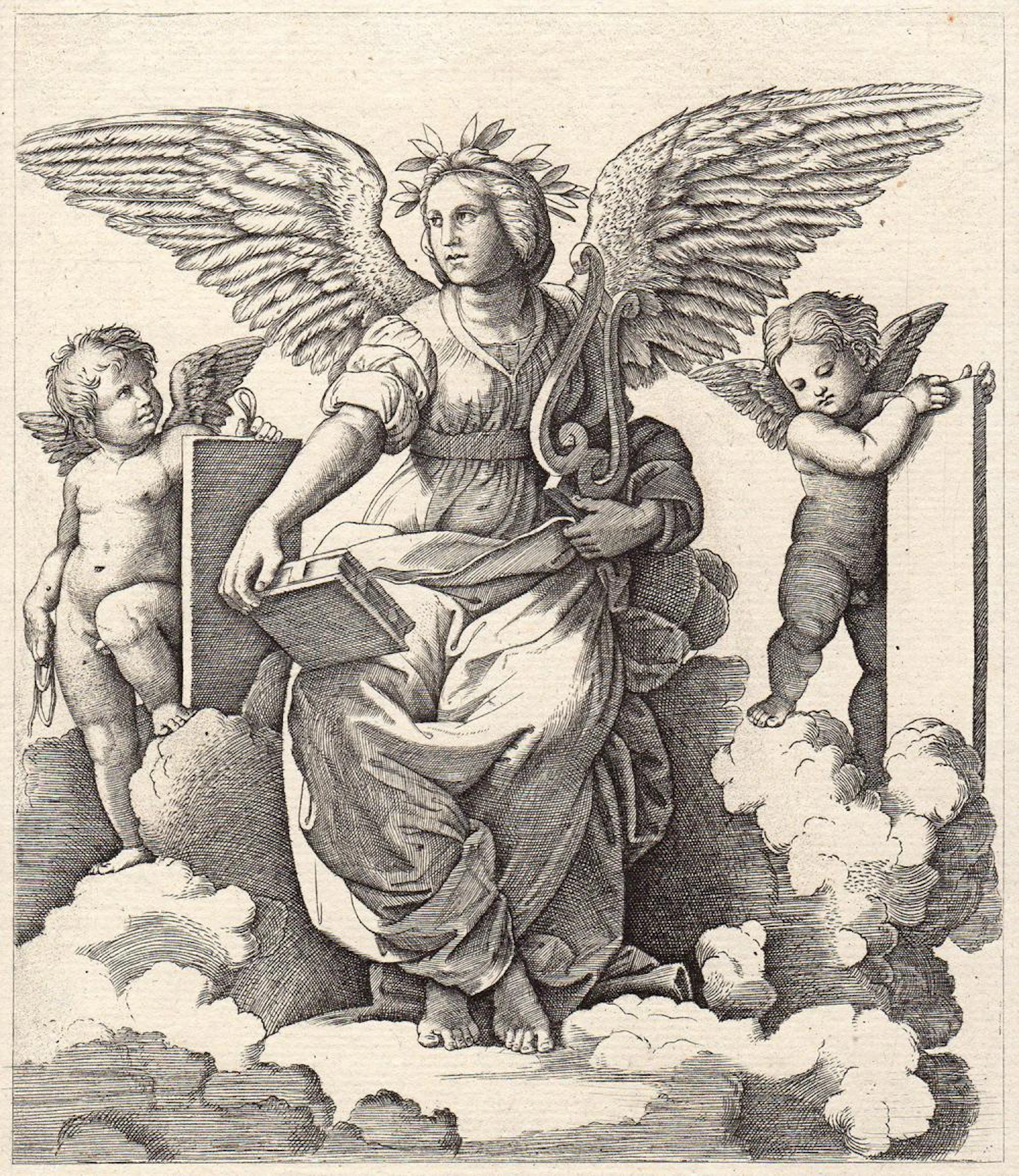 1876 Raphael Engraving Poetry Engraving Durand Goring Unique