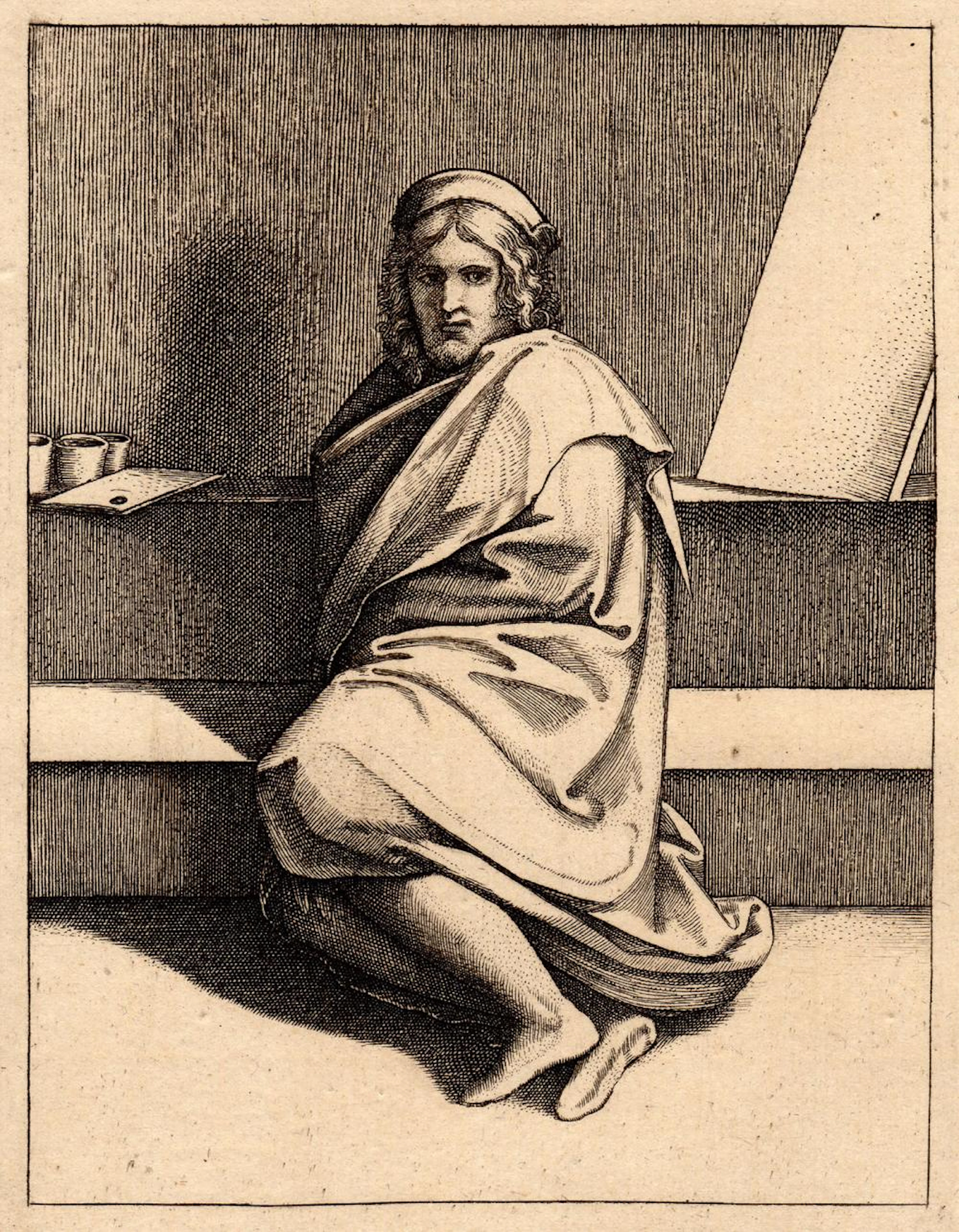 1876 Marcantonio Raimondi Portrait of Raphael Durand Goring Unique