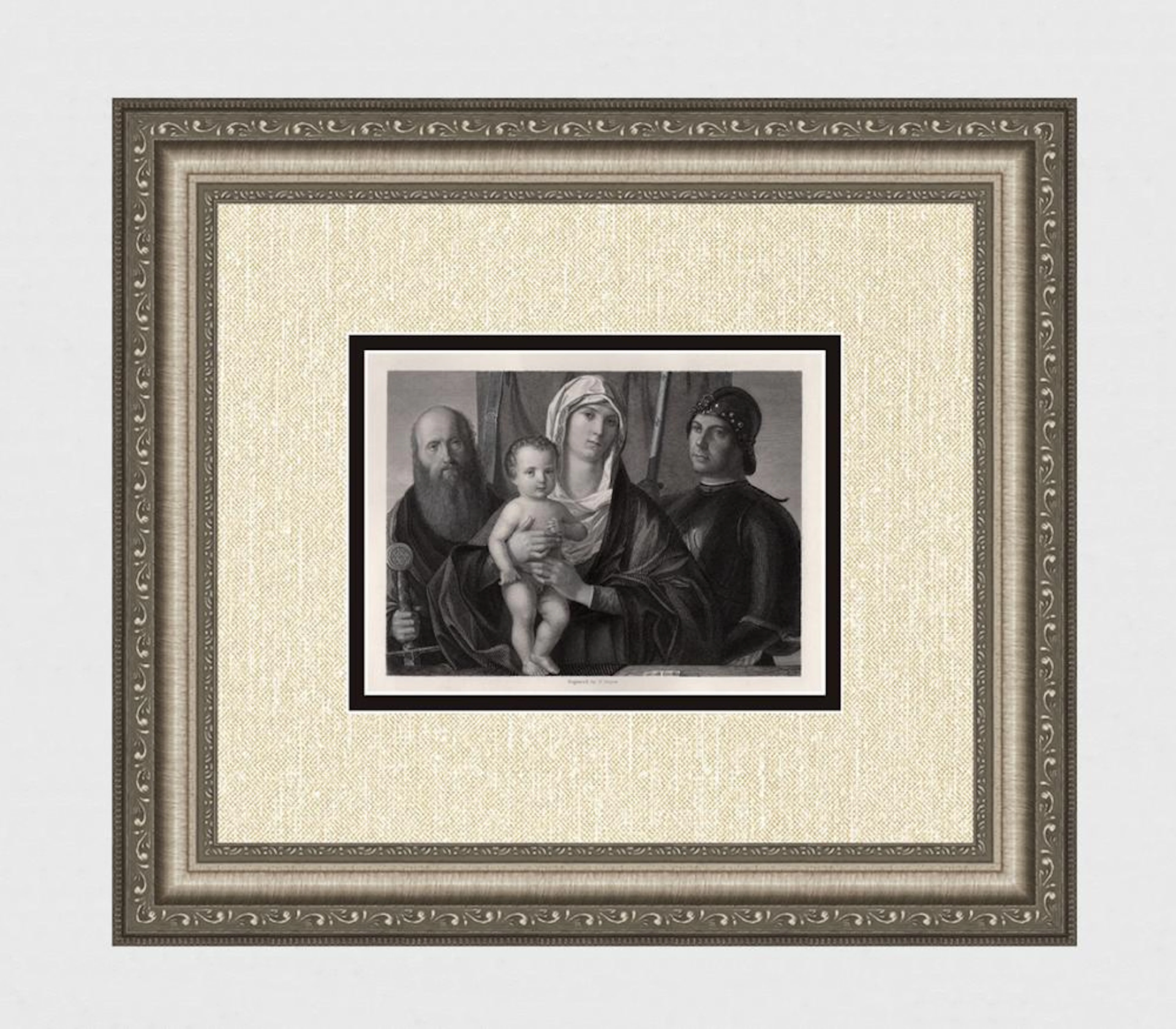 Giovanni BELLINI Engraving "The Madonna" Framed SIGNED