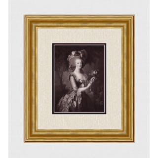 VIGEE LE BRUN 1800s Antique Marie Antoinette with a Rose Framed