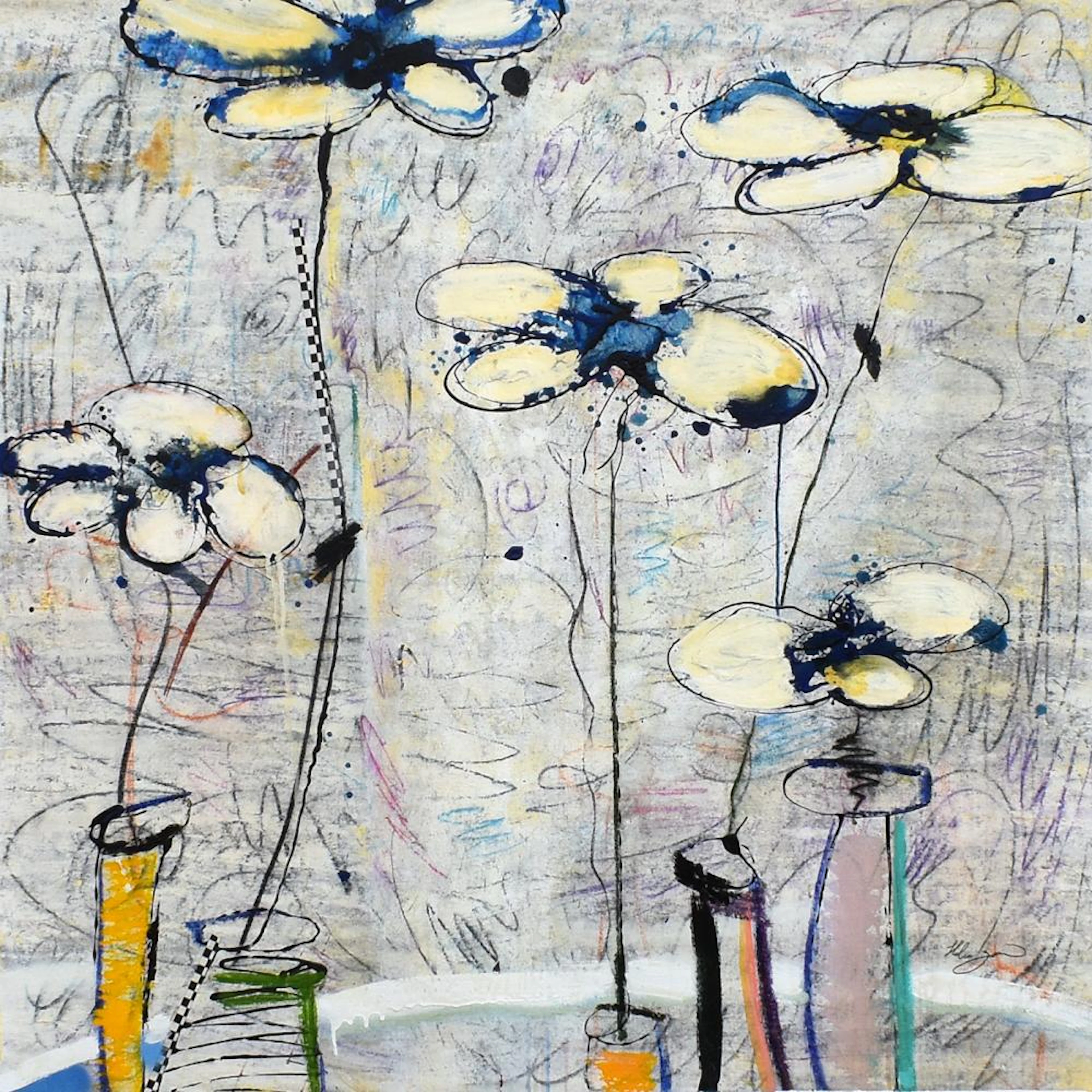 Helen Zarin Original Painting Flowers 40 x 40 inches