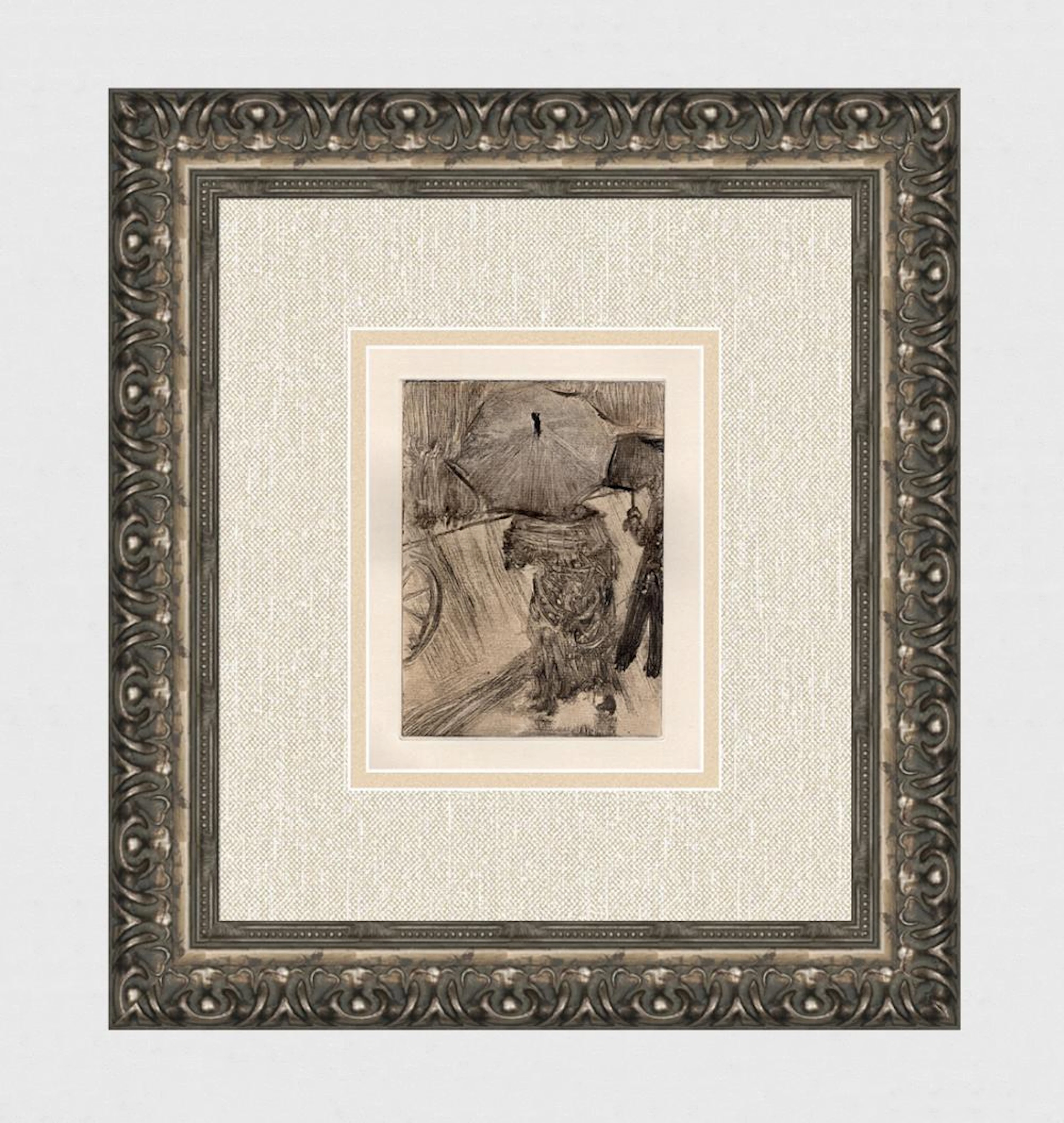 GALLERY FRAMED 1938 Edgar Degas Etching Rainy Day under Umbrellas LIMITED
