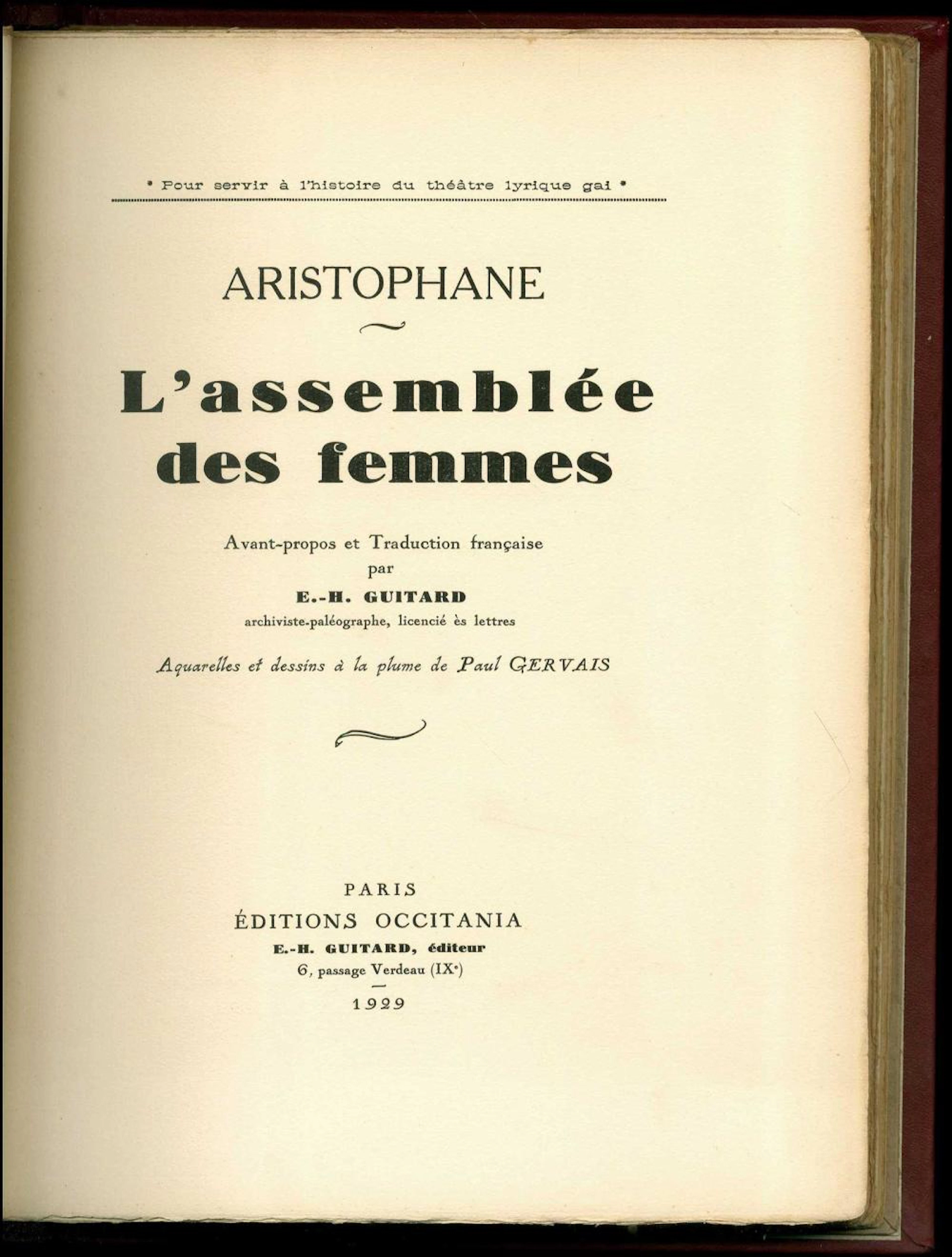[]. «ARISTOPHANE. Lassemblée des femmes»..