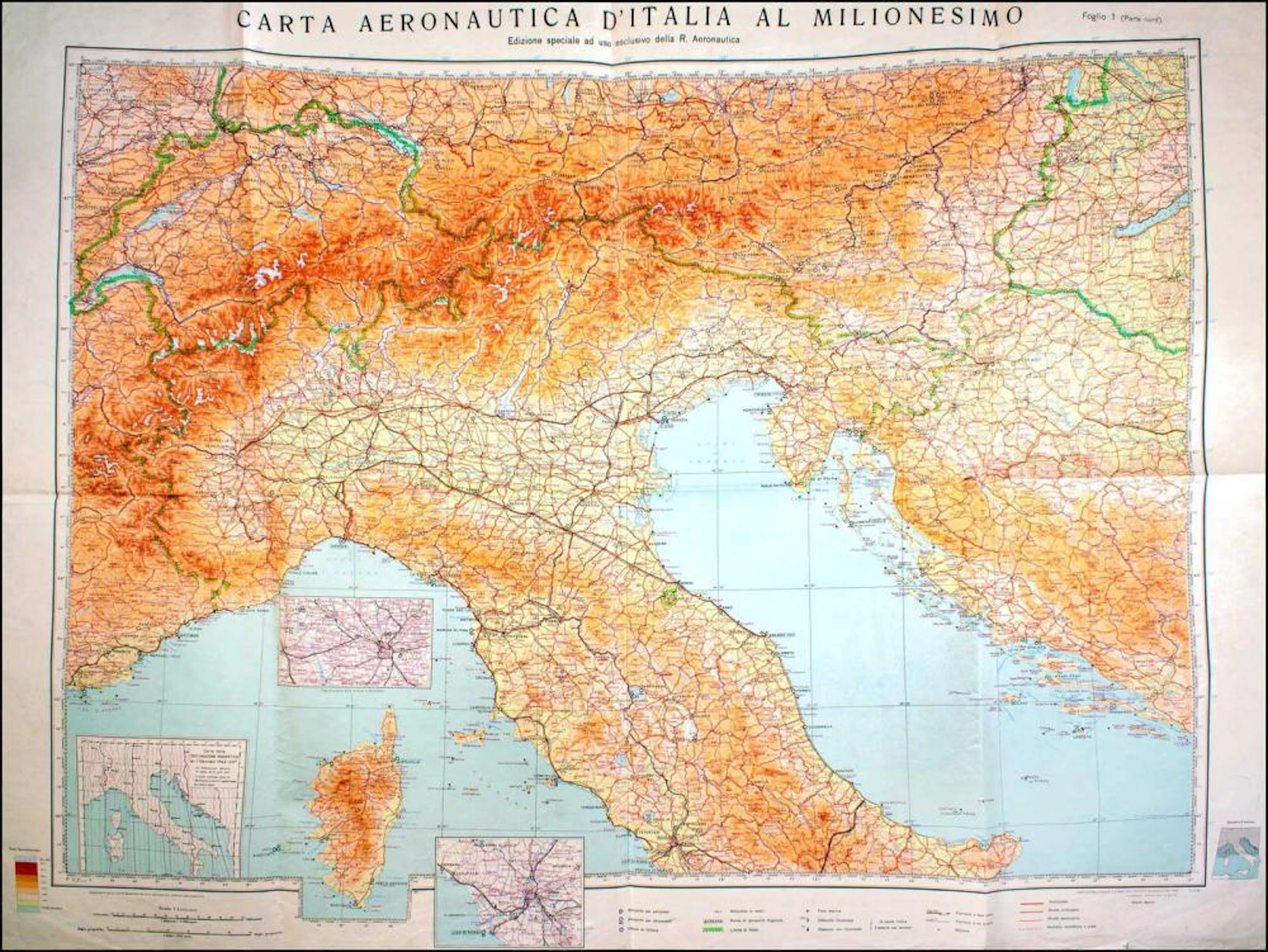 "Carta Aeronautica ditalia al Milionesimo / Foglio 1 (Parte nord)"