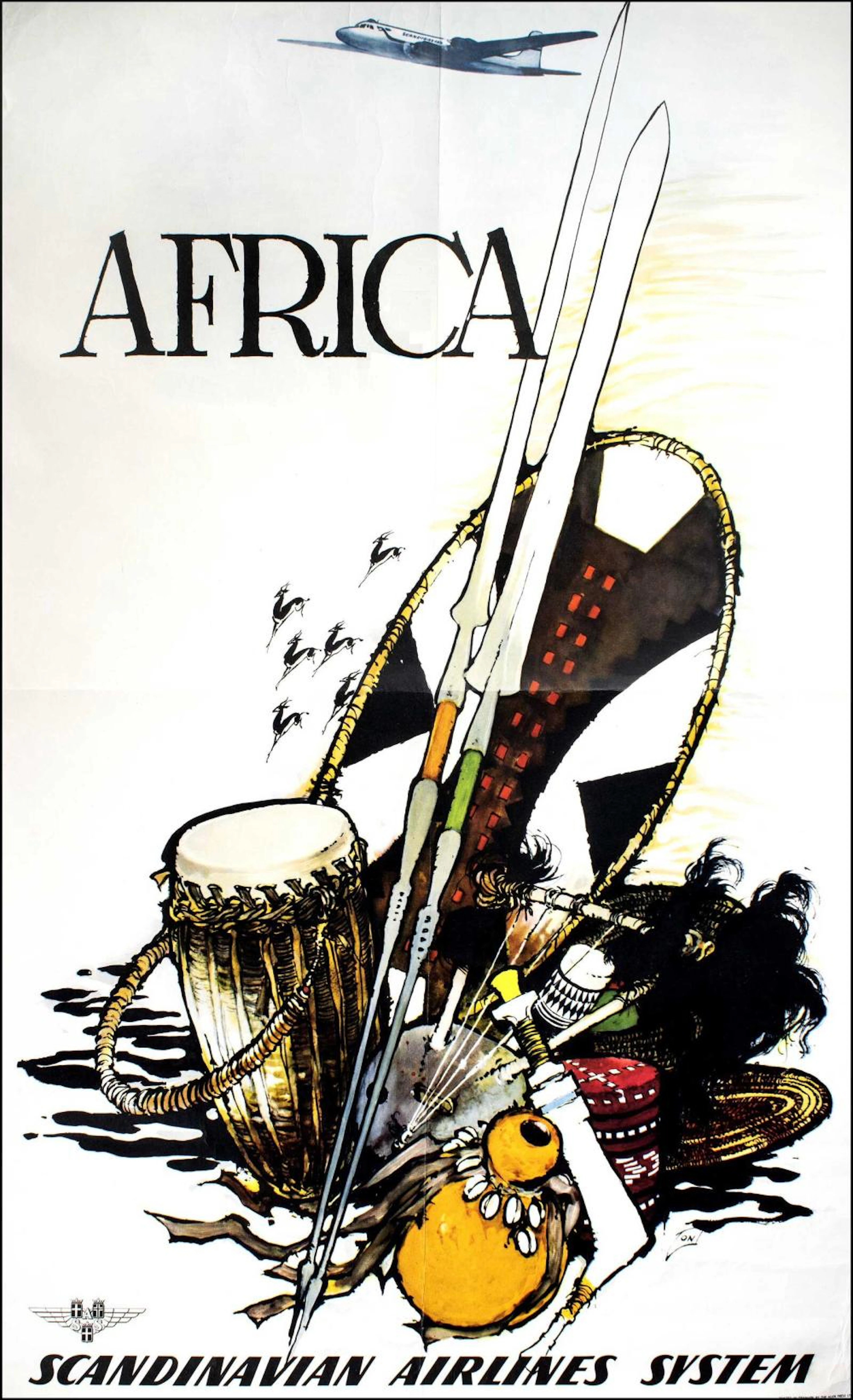 Original Vintage Travel Poster AFRICA - Scandinavian...