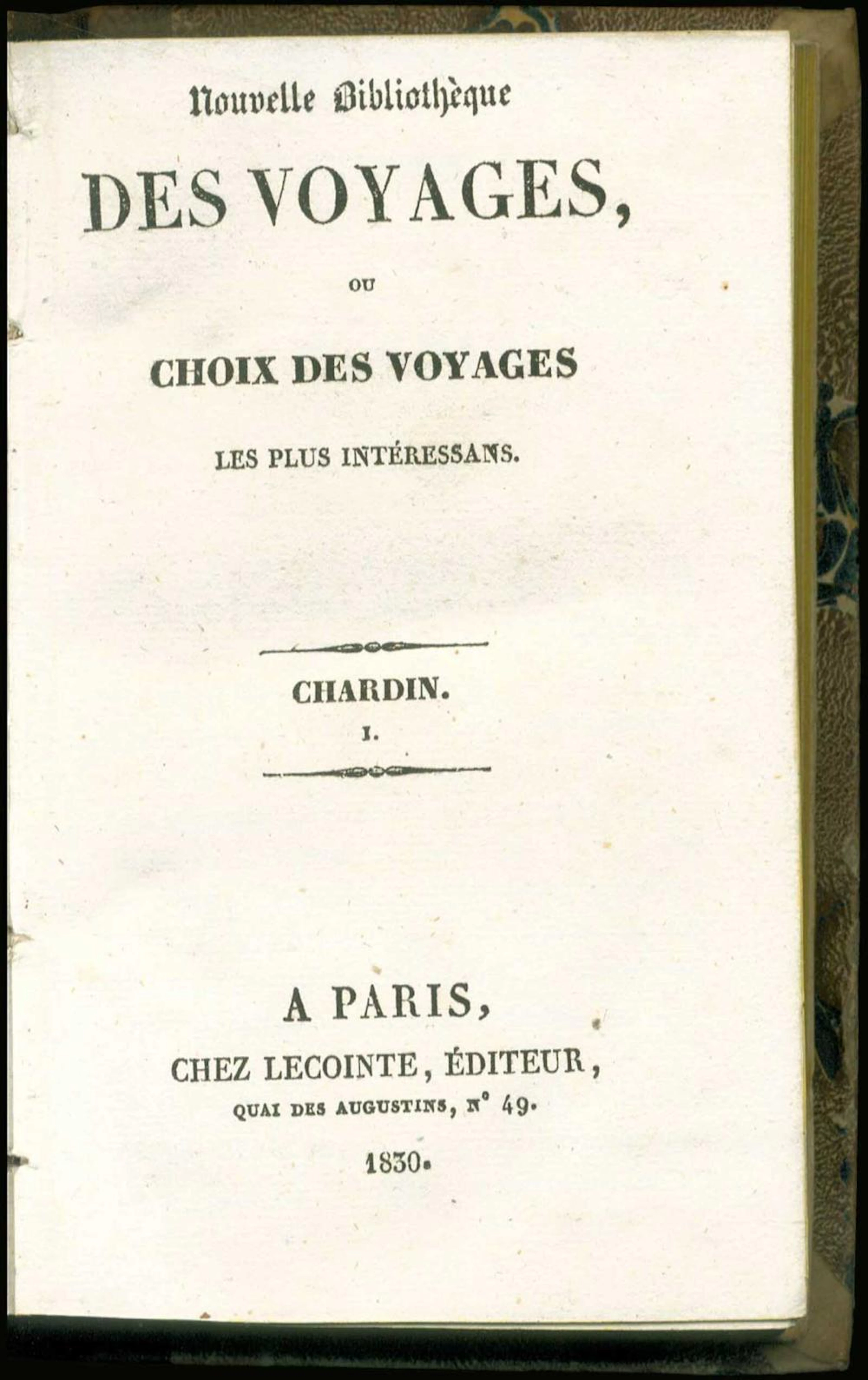 OUVELLE BIBLIOTHEQUE - Voyages du chevalier Chardin en...