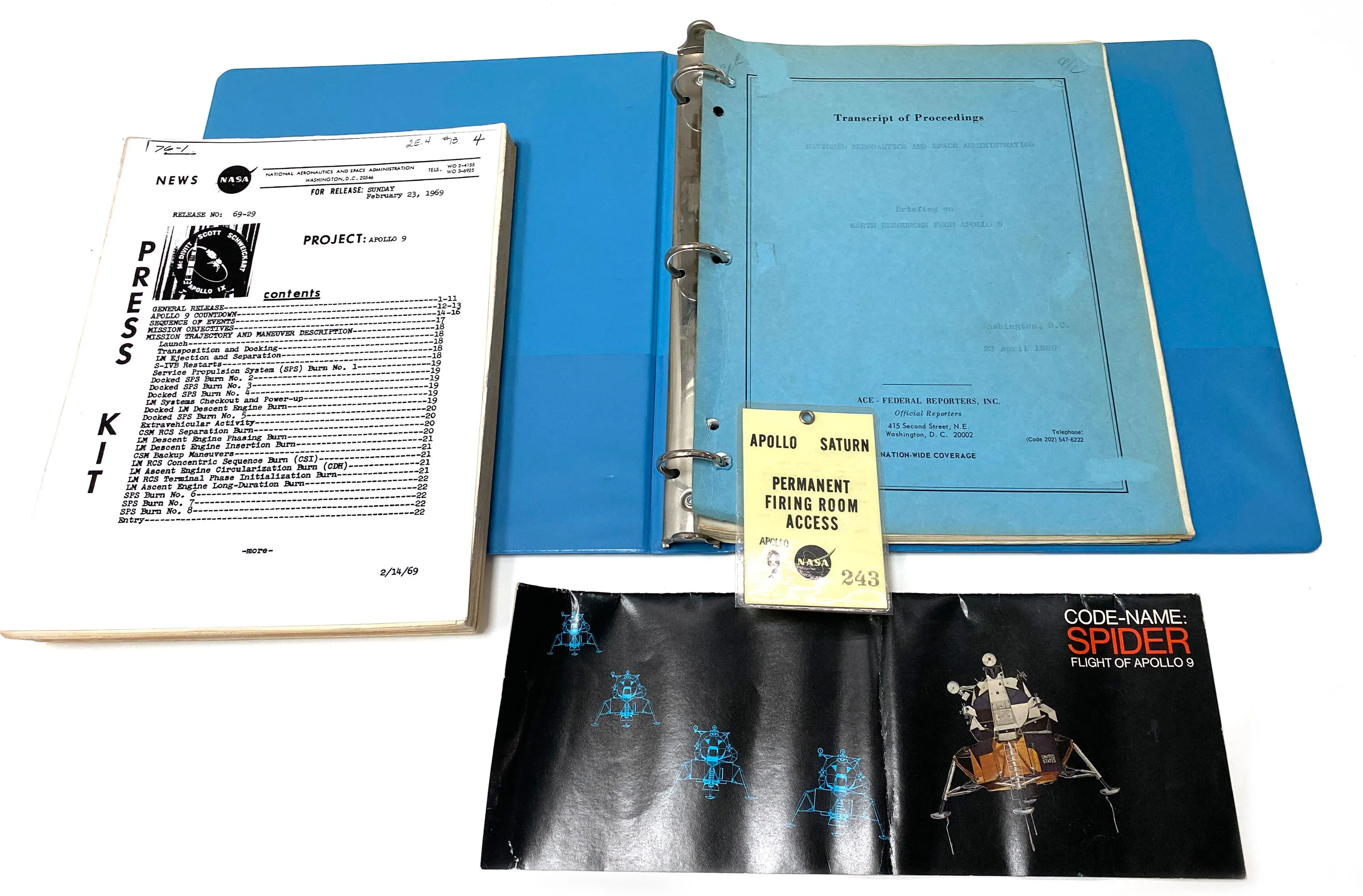 Apollo 9 Flight Data File Collection with Original Press Kit, Firing ...