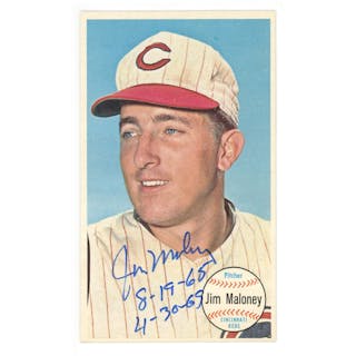 Jim Maloney - Cincinnati Reds Autographed 1964 Topps Giants Card #34
