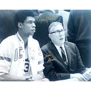 John Wooden & Kareem Abdul-Jabbar - Autographed UCLA Basketball 20