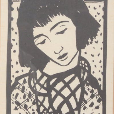 CARL LAUTERBACH (1906-1991). Seriegrafie, '' Nachdenkliche Dame '.