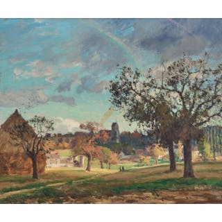 GUSTAVE ALBERT (1866-1905). Motiv från Frankrike med regnbågar.
