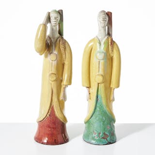 HASSAN HESHMAT (Egypten 1920-2006) Figuriner, 2 st., glaserat lergods.