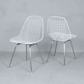 CHARLES & RAY EAMES für HERMAN MILLER. Paar Stühle / Wire Chairs, Modell 'DKX'.