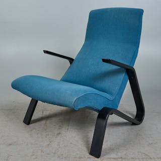 EERO SAARINEN. Knoll, Sessel / Lounge Chair, Holz, lackiert, Stoff