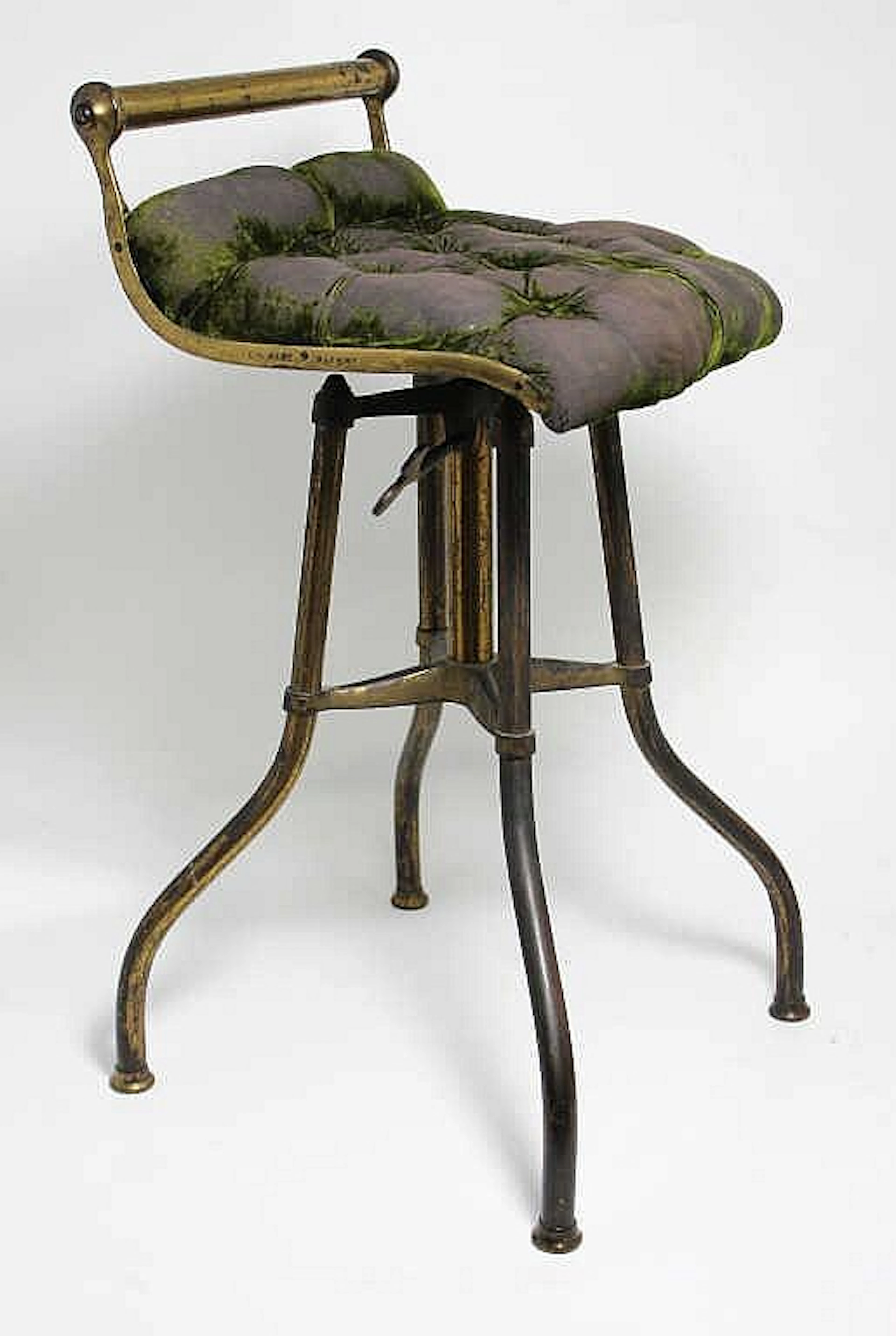 Tabouret de piano, système à vis, en métal doré, m