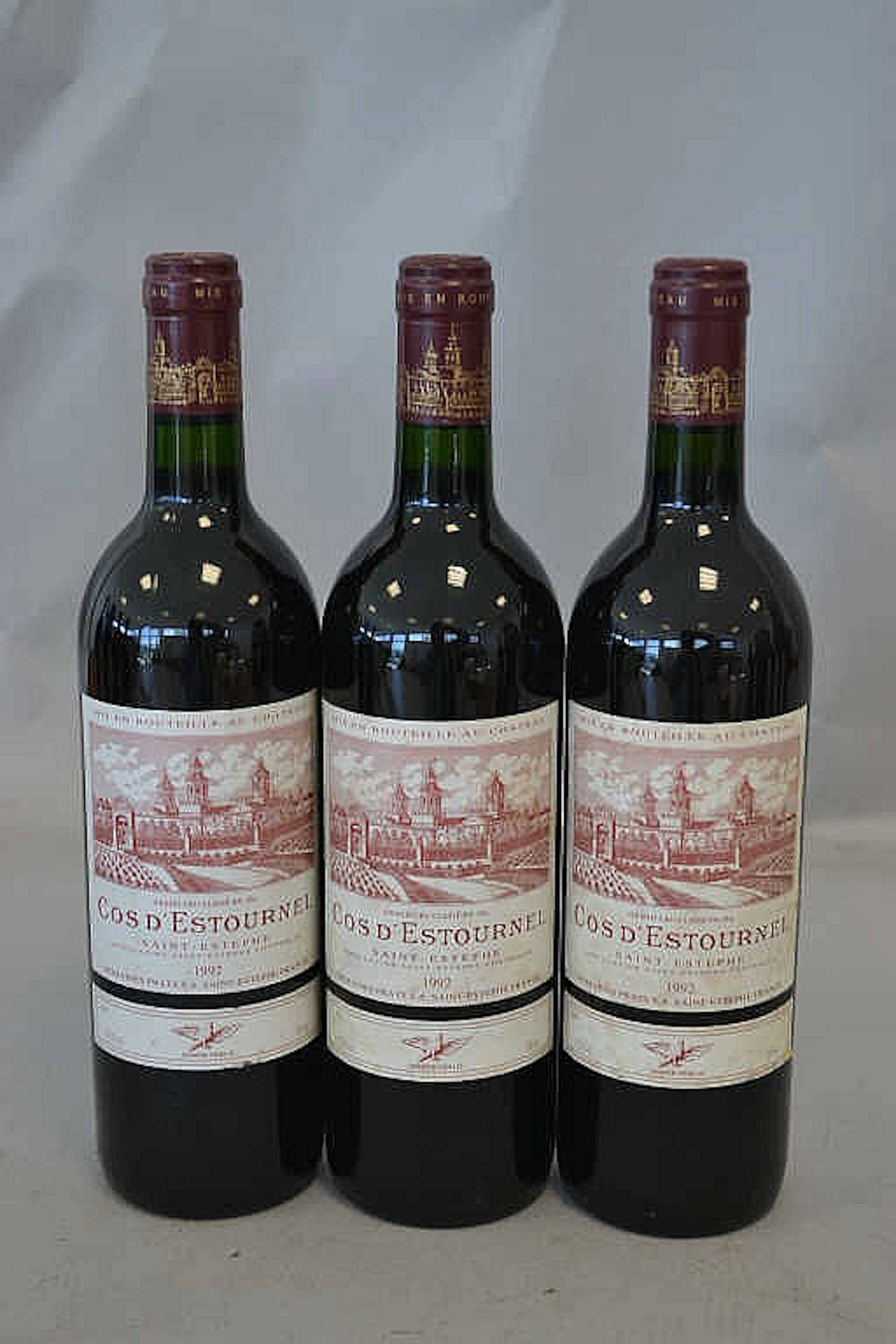 3 Bottles CH. COS D'ESTOURNEL St Estèphe GCC 1992 Et.: