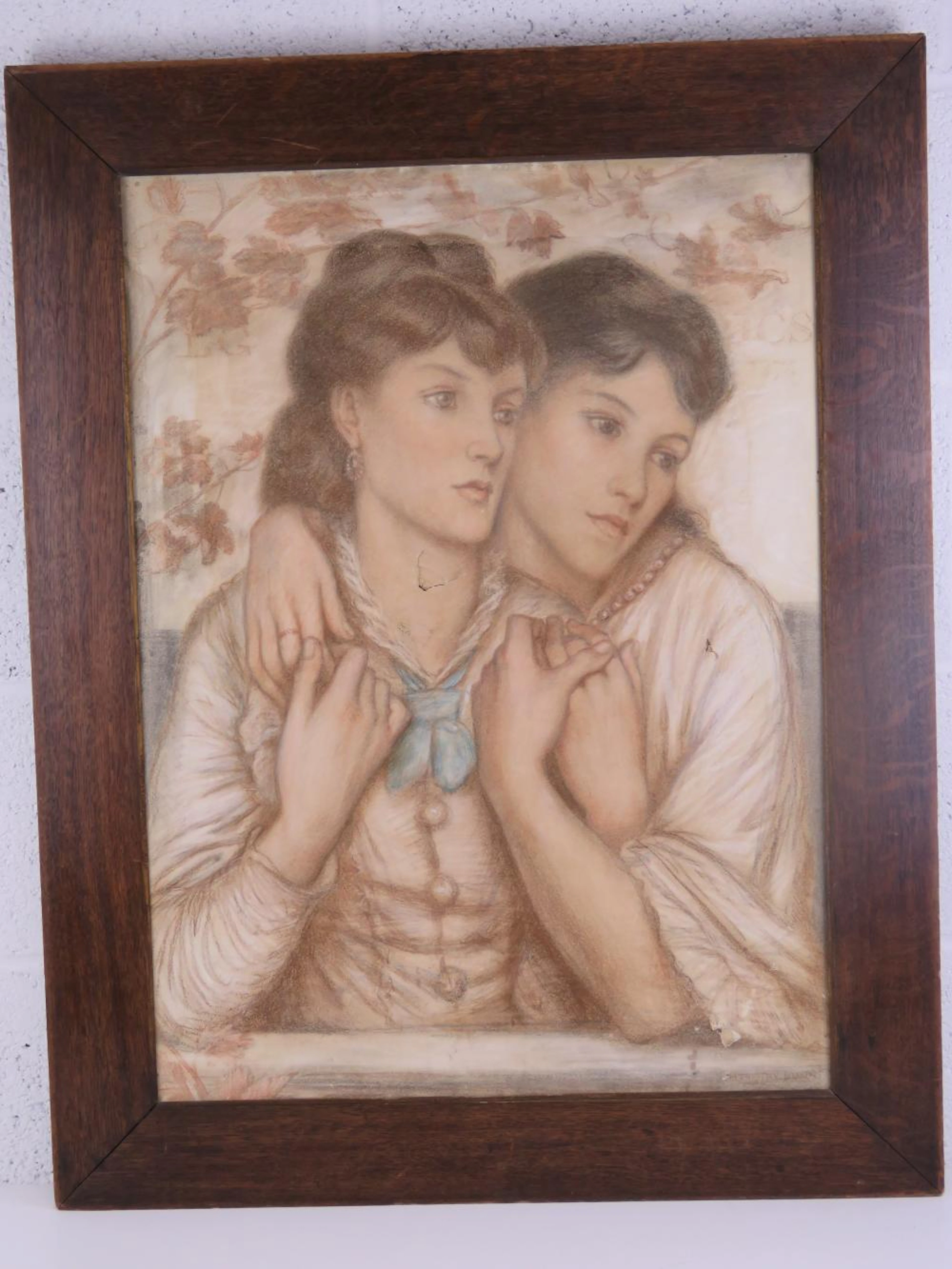Henry Treffry Dunn (1838-1899) Pre-Raphalite Brotherhood, coloured chalks,