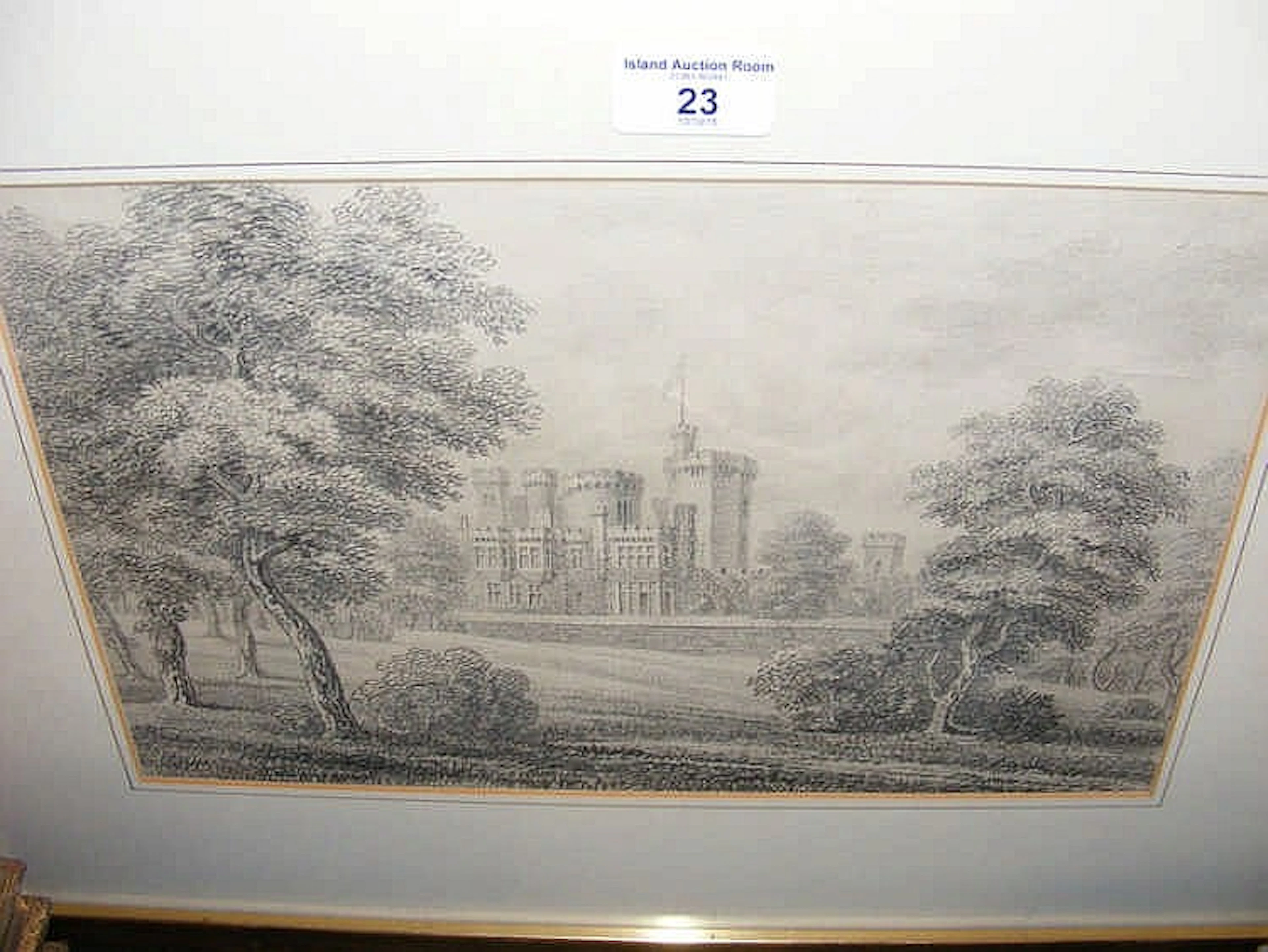 GEORGE BRANNON - original pencil drawing - East Cowes Castle - 22cm x 34cm